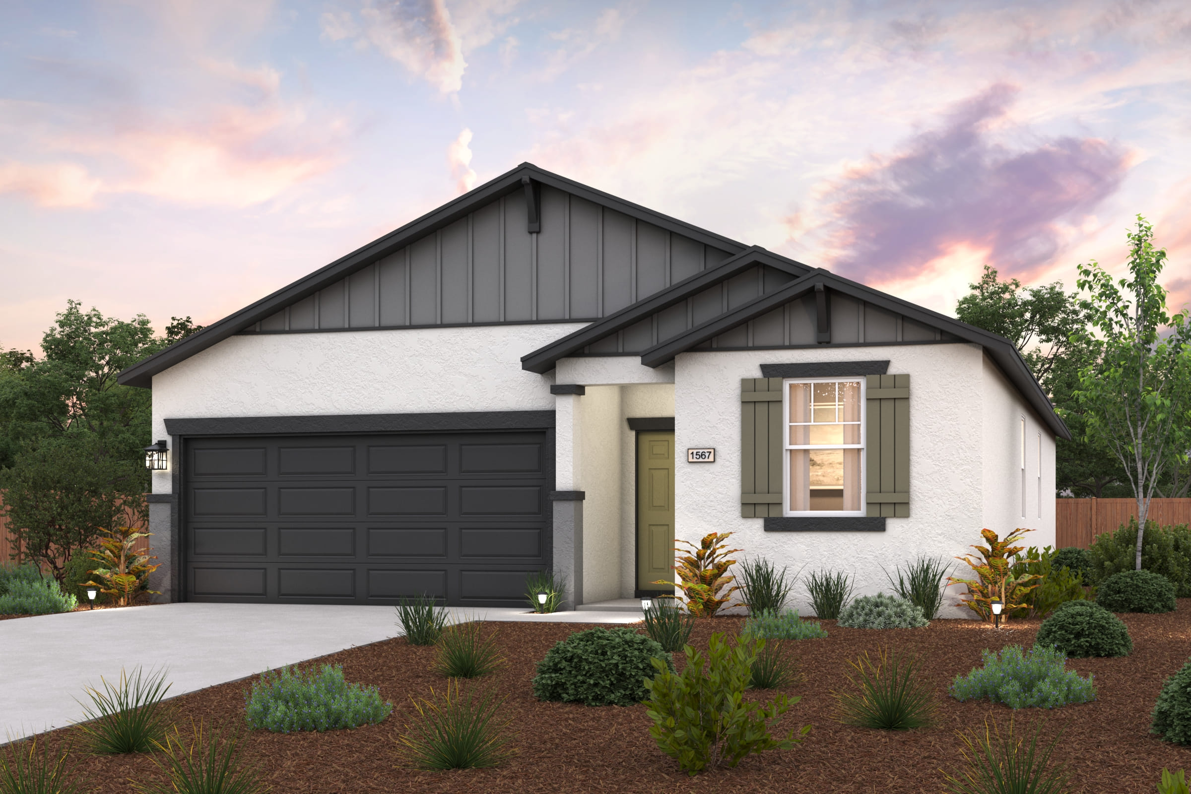 A house with a garage.