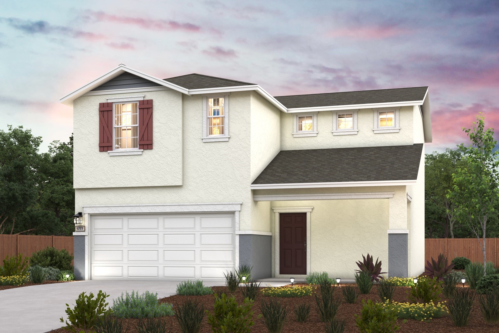 A house with a garage.