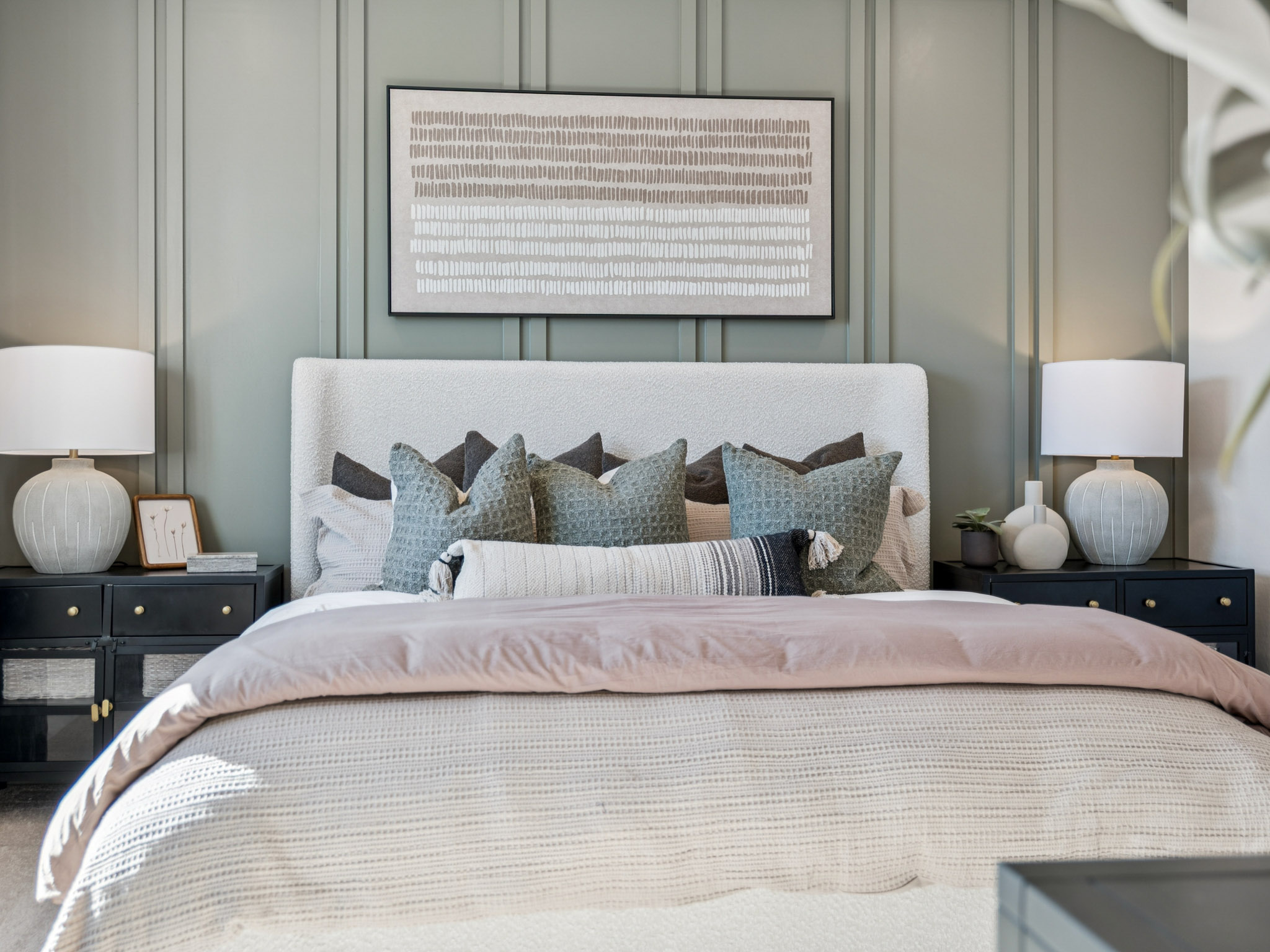 A bed with pillows.