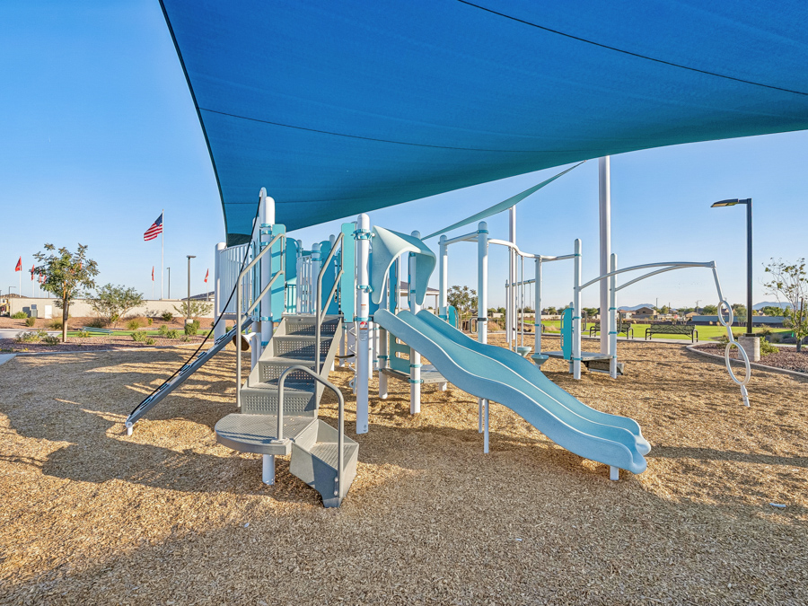 A playground with a slide.