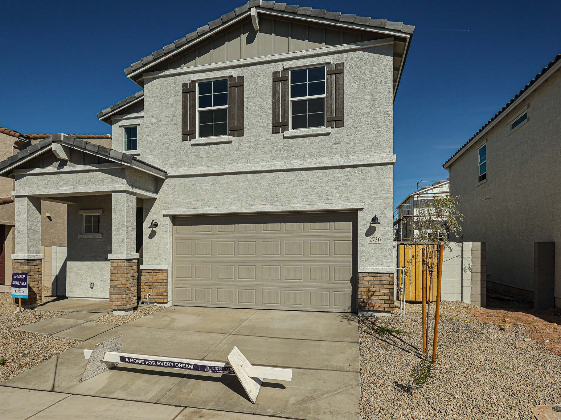 A house with a garage.