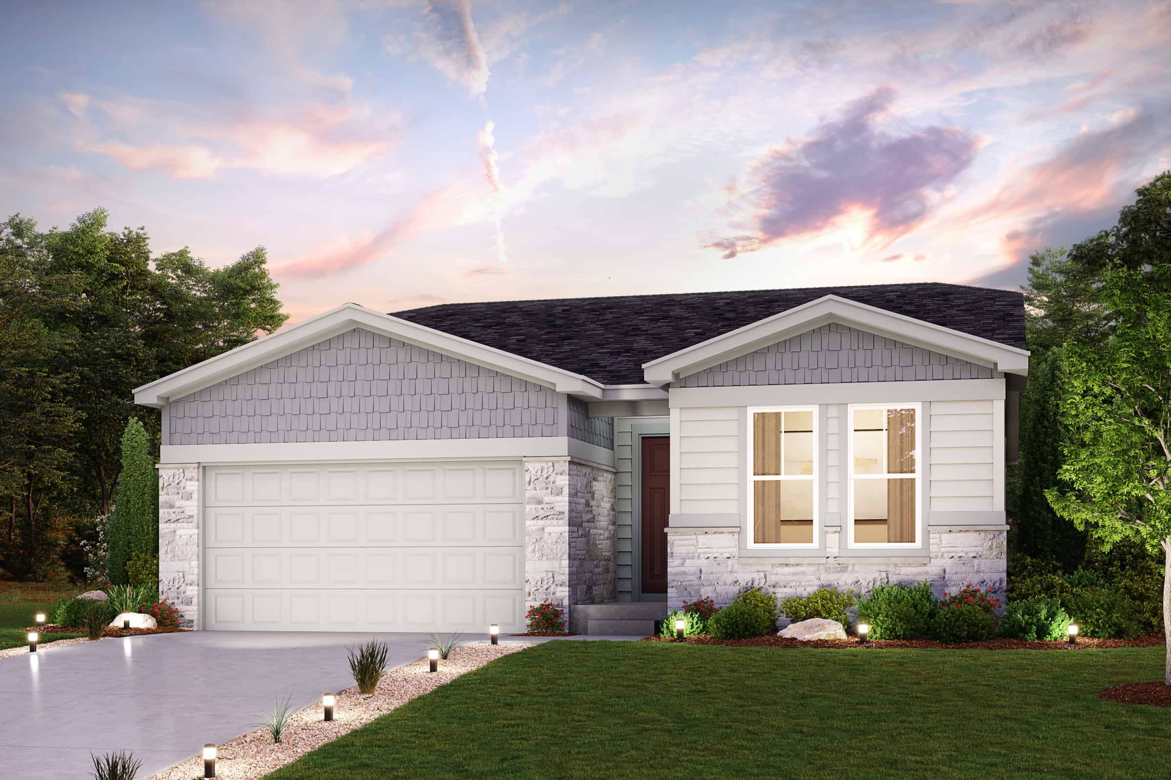 A house with a garage.