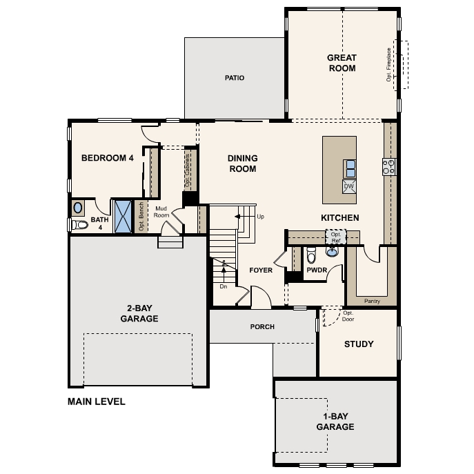 Diagram, engineering drawing. Wellesley Floorplan, Main Level