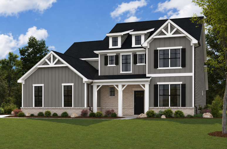 A house with a lawn in front.