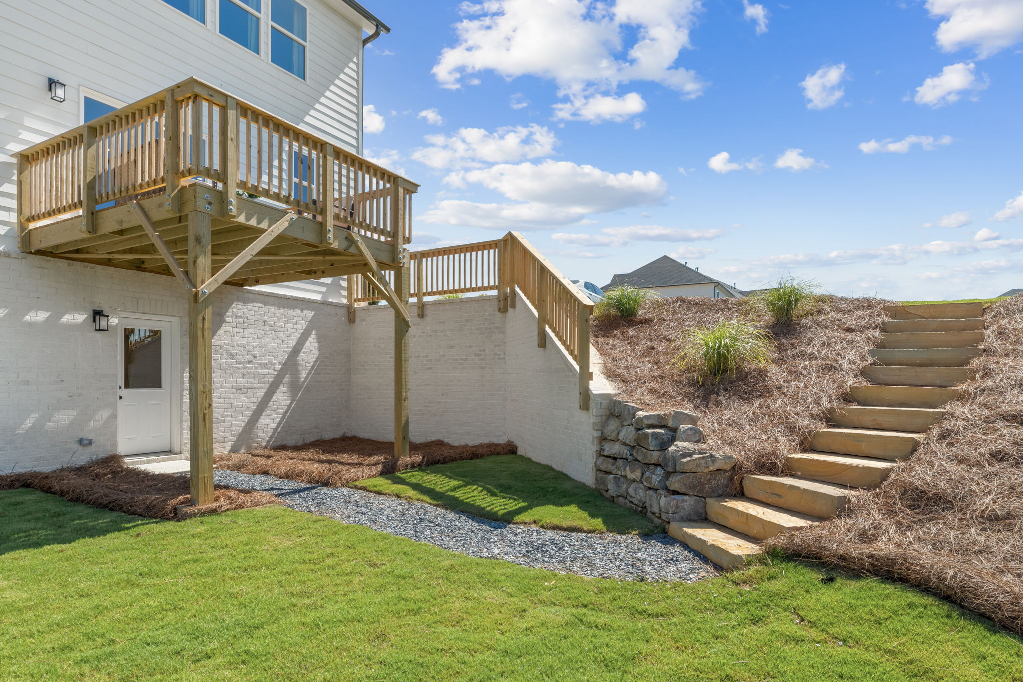 A house with a staircase.