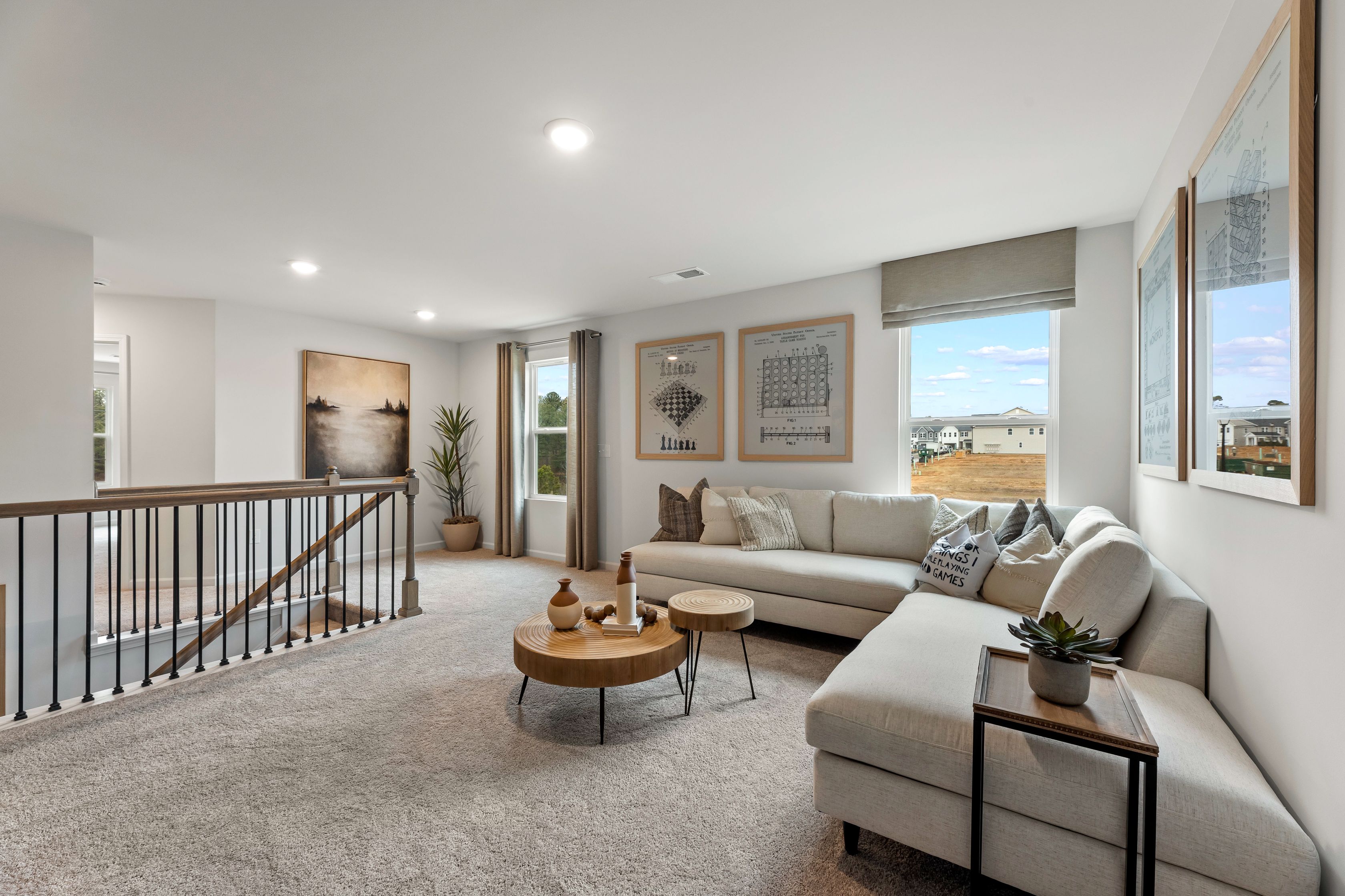 A living room with a couch and coffee table.