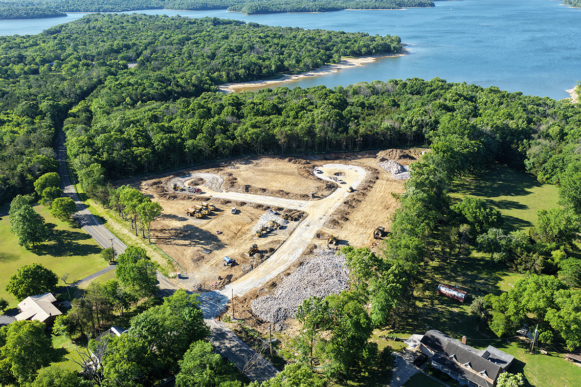 A high angle view of a dam.