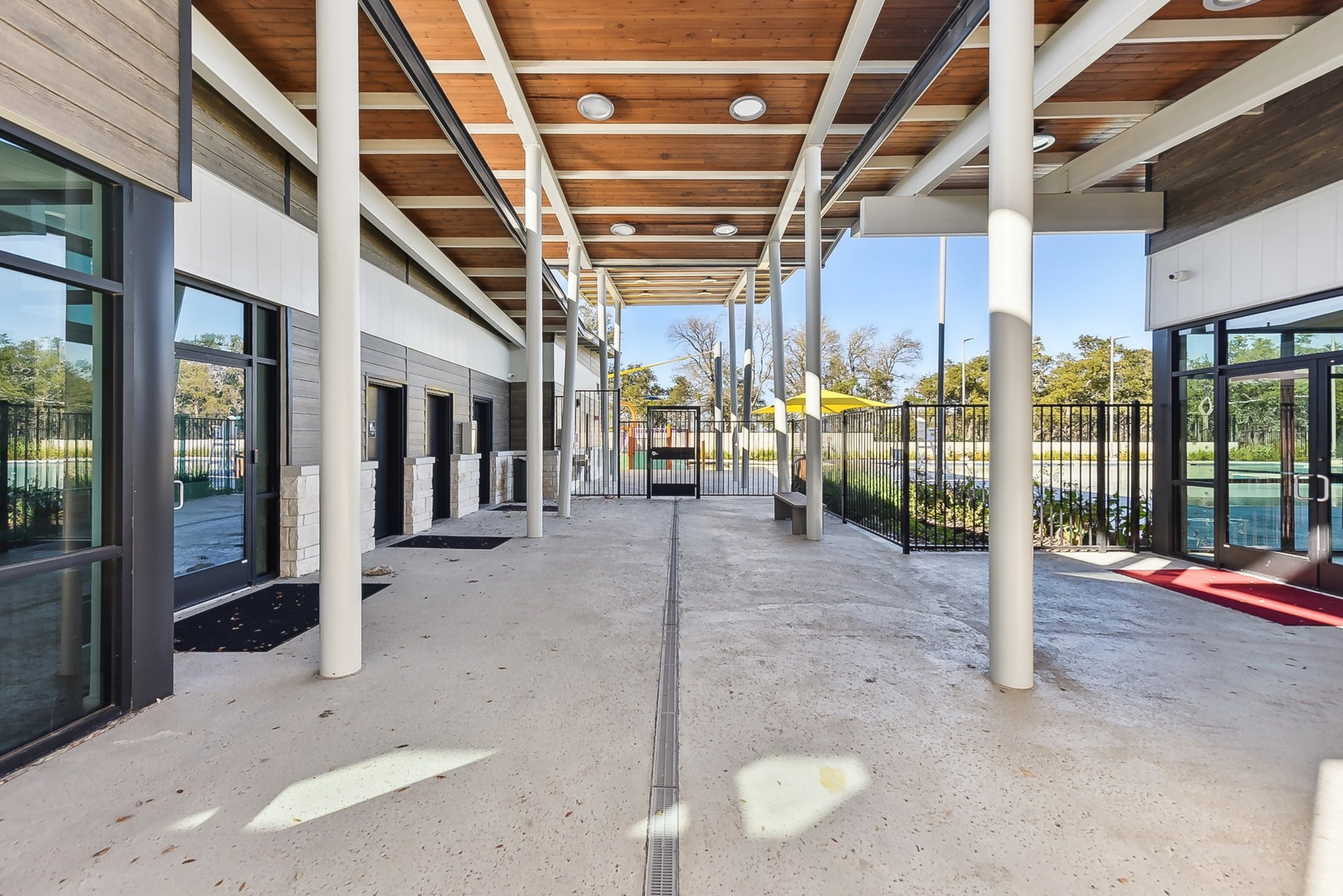 A building with a fence and a gate.
