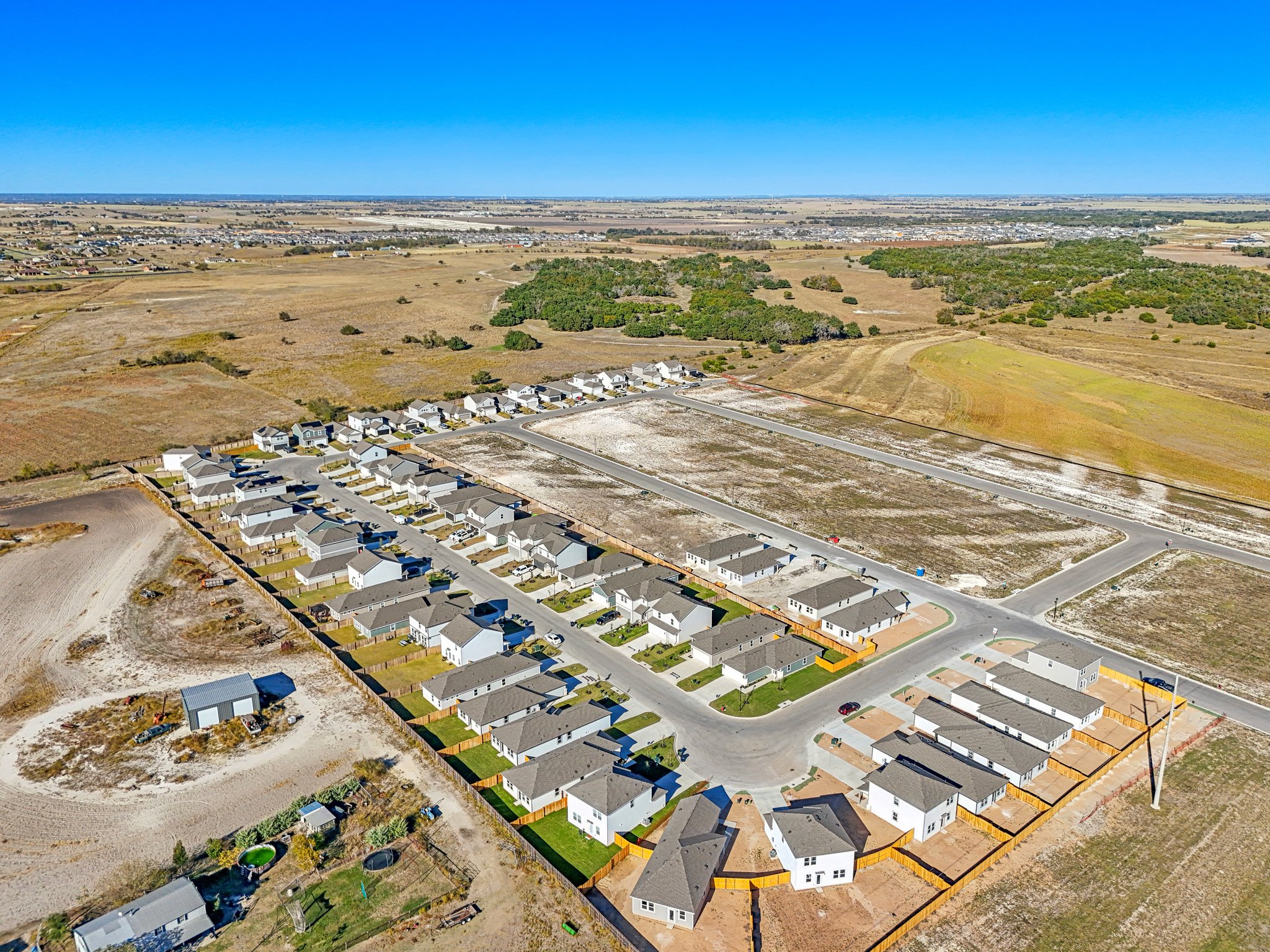 A high angle view of a town.