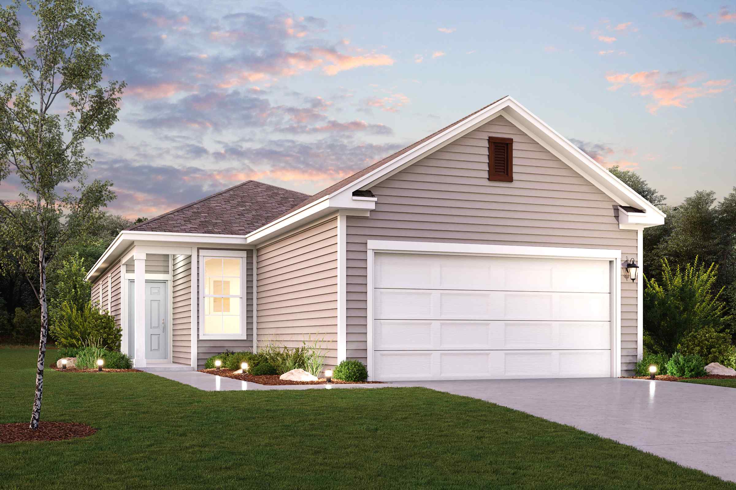 A house with a garage.