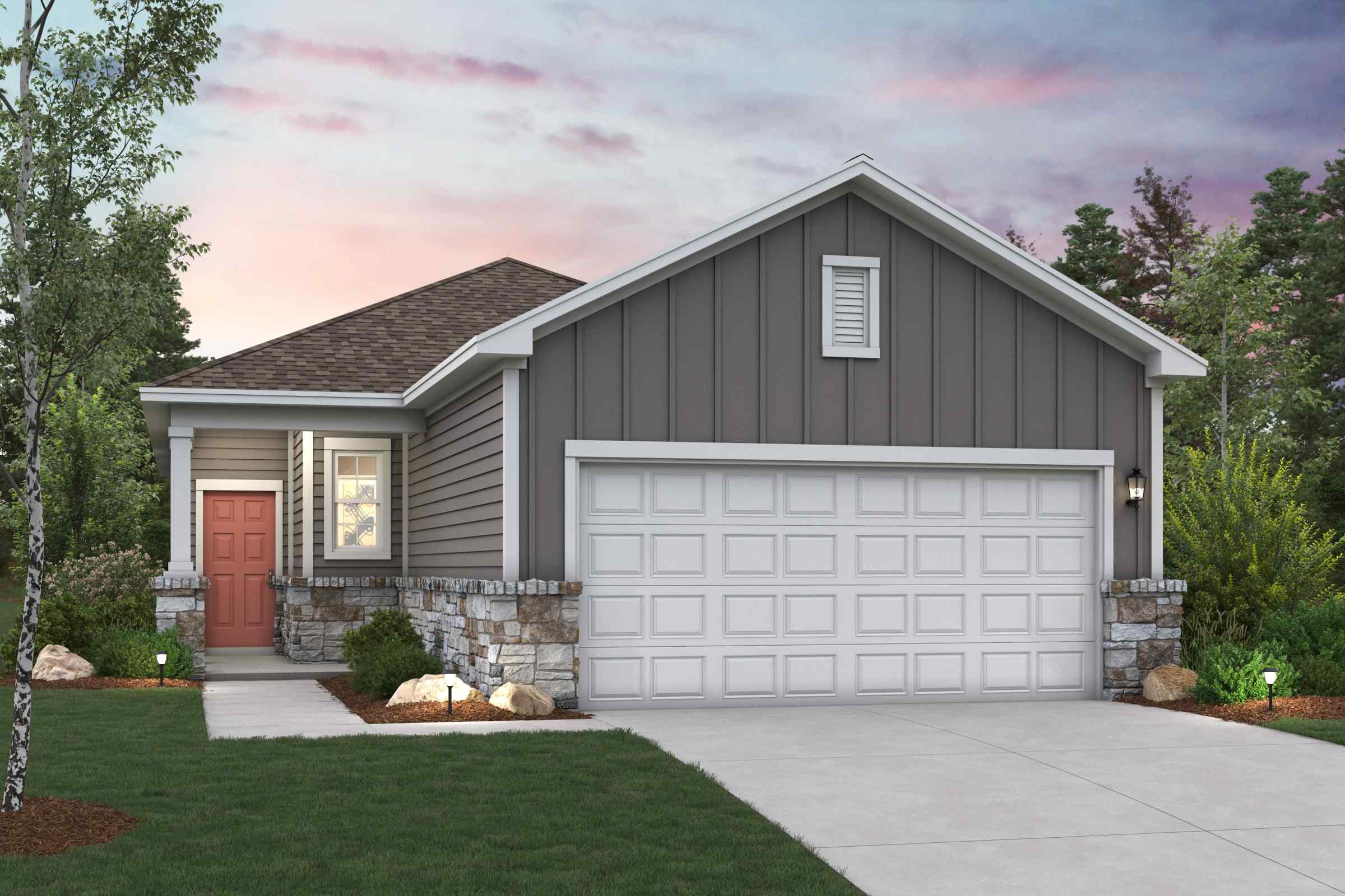 A house with a garage.
