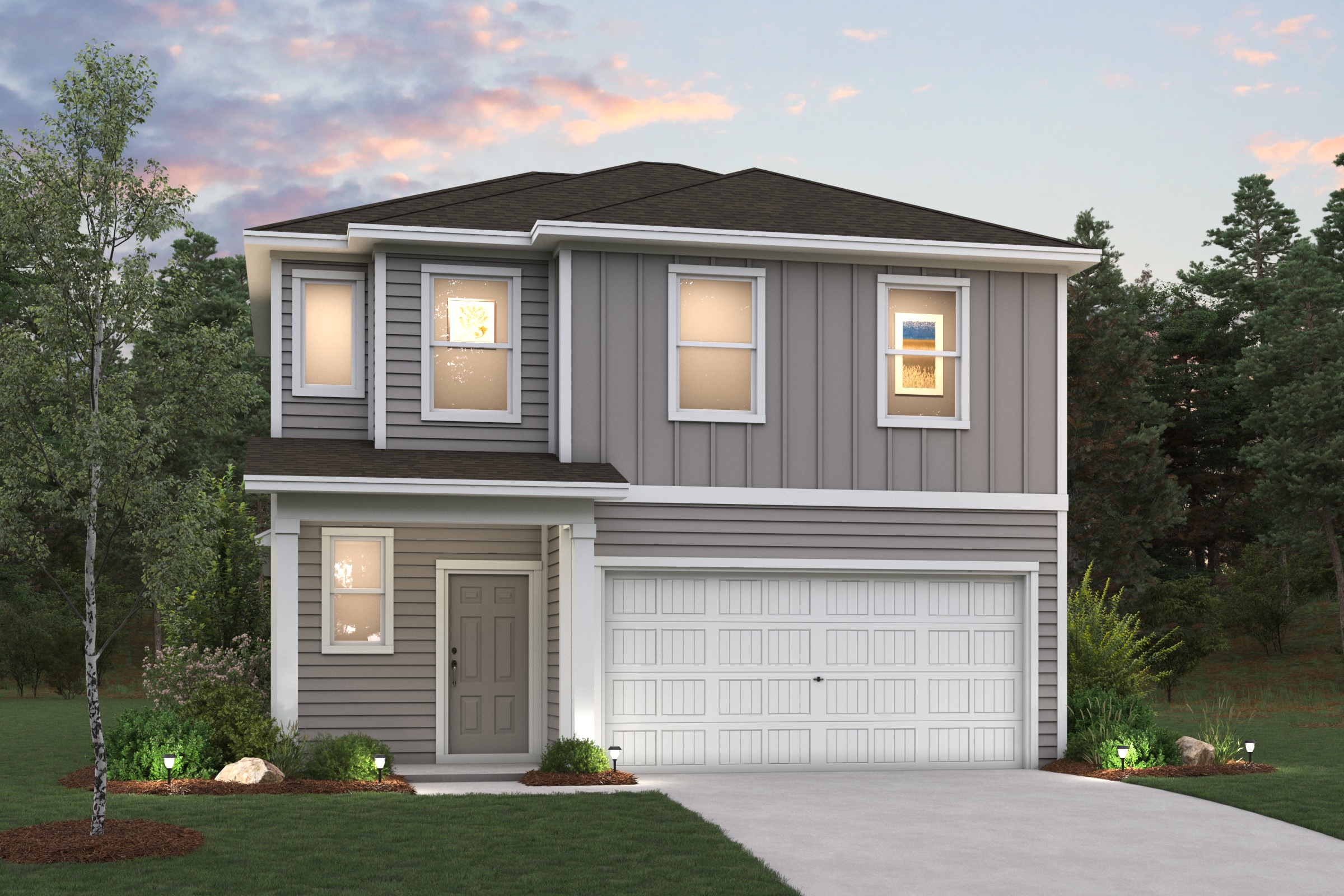 A house with a garage.