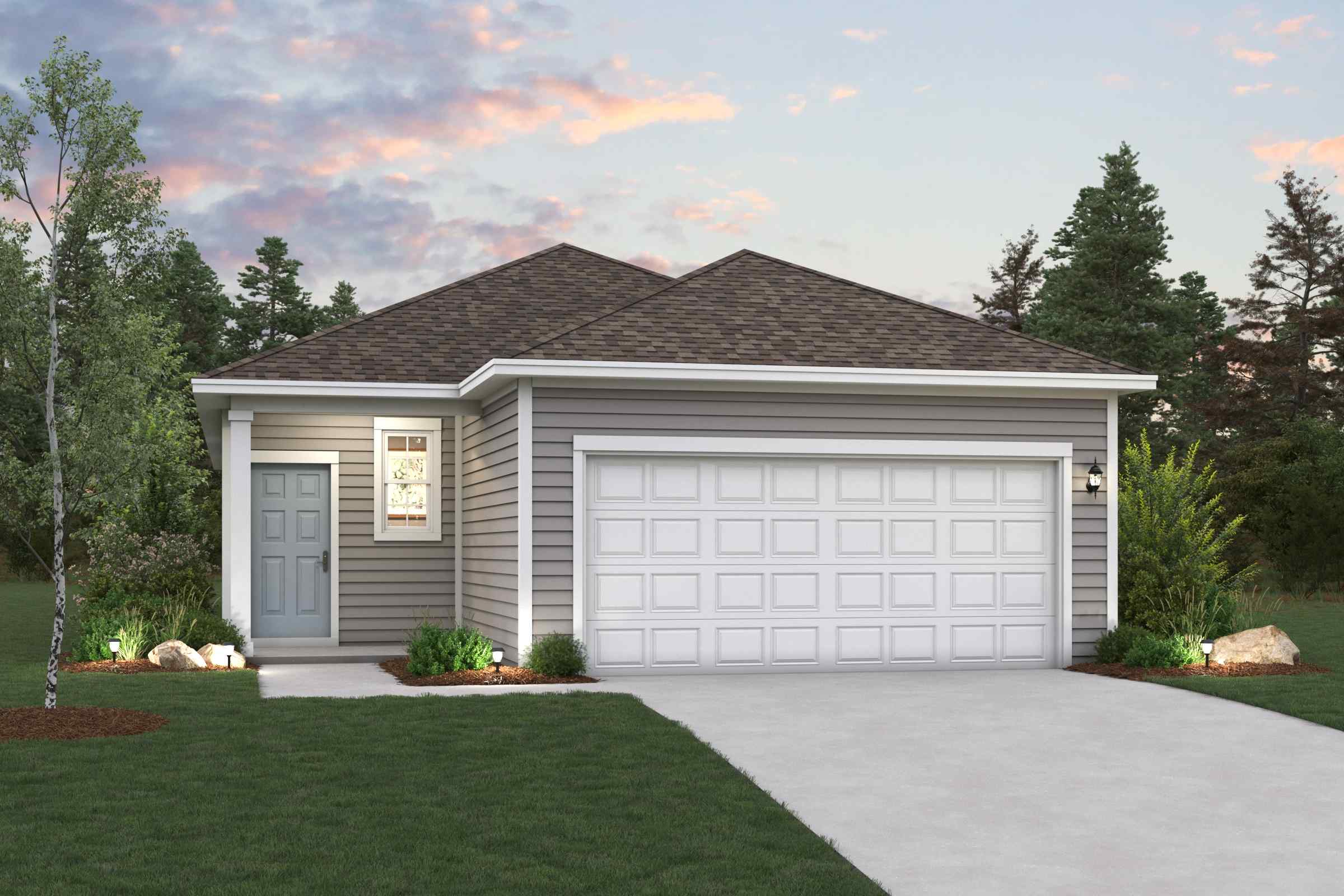 A house with a garage.