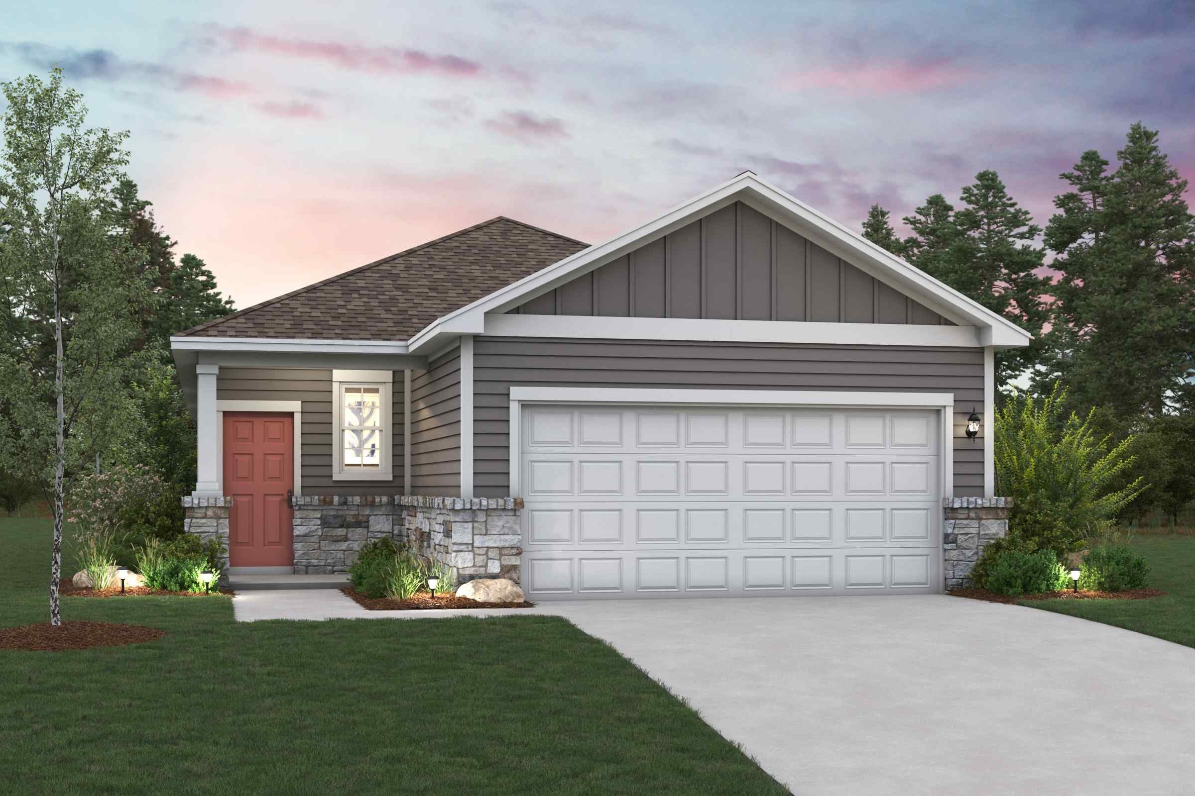 A house with a driveway.