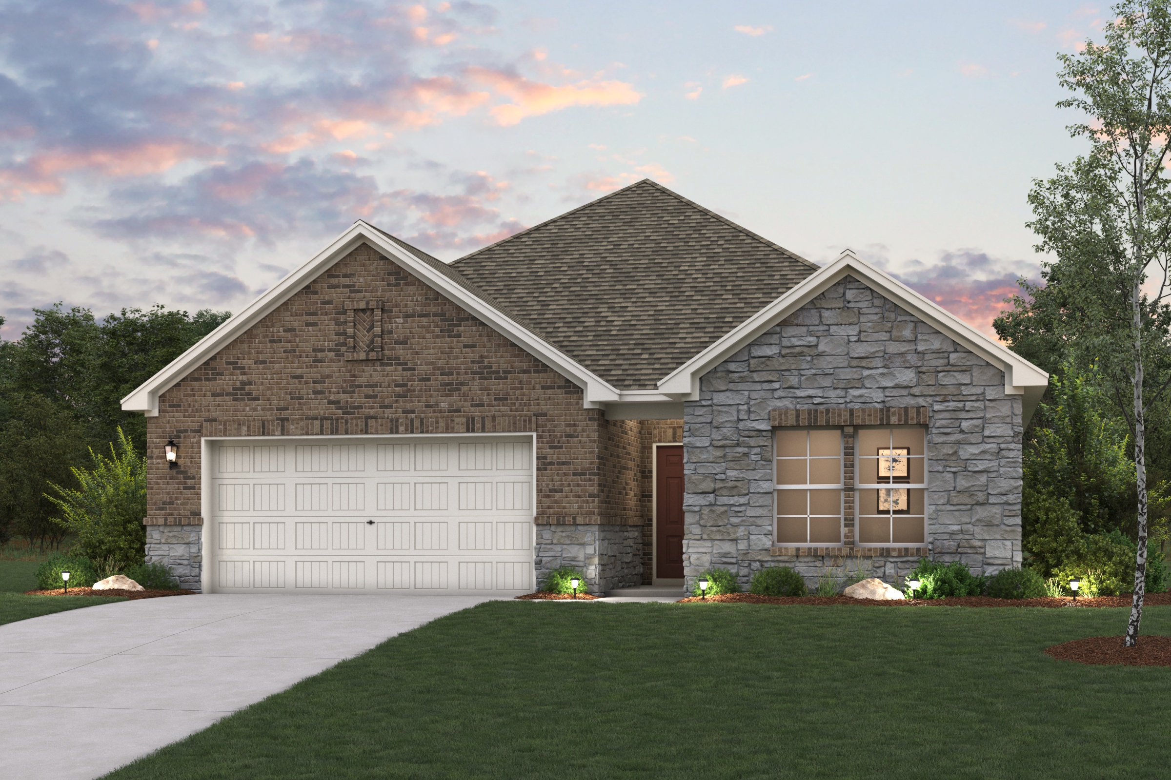 A house with a garage.