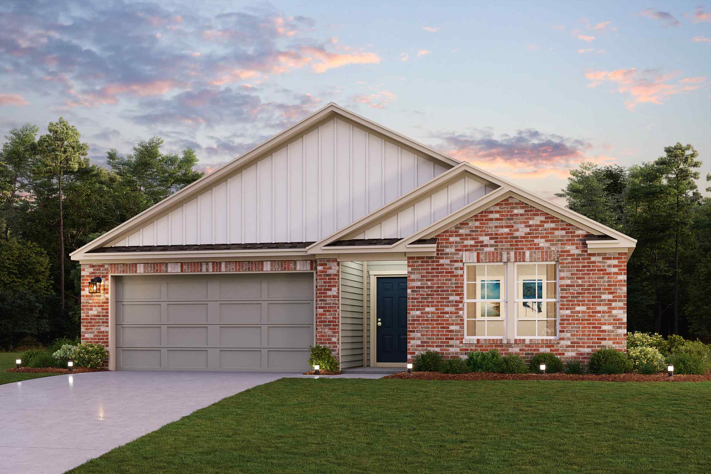 A house with a garage.