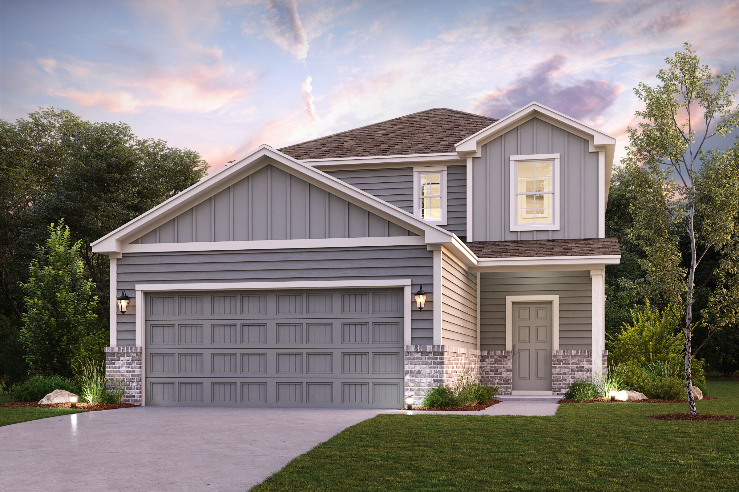 A house with a garage.