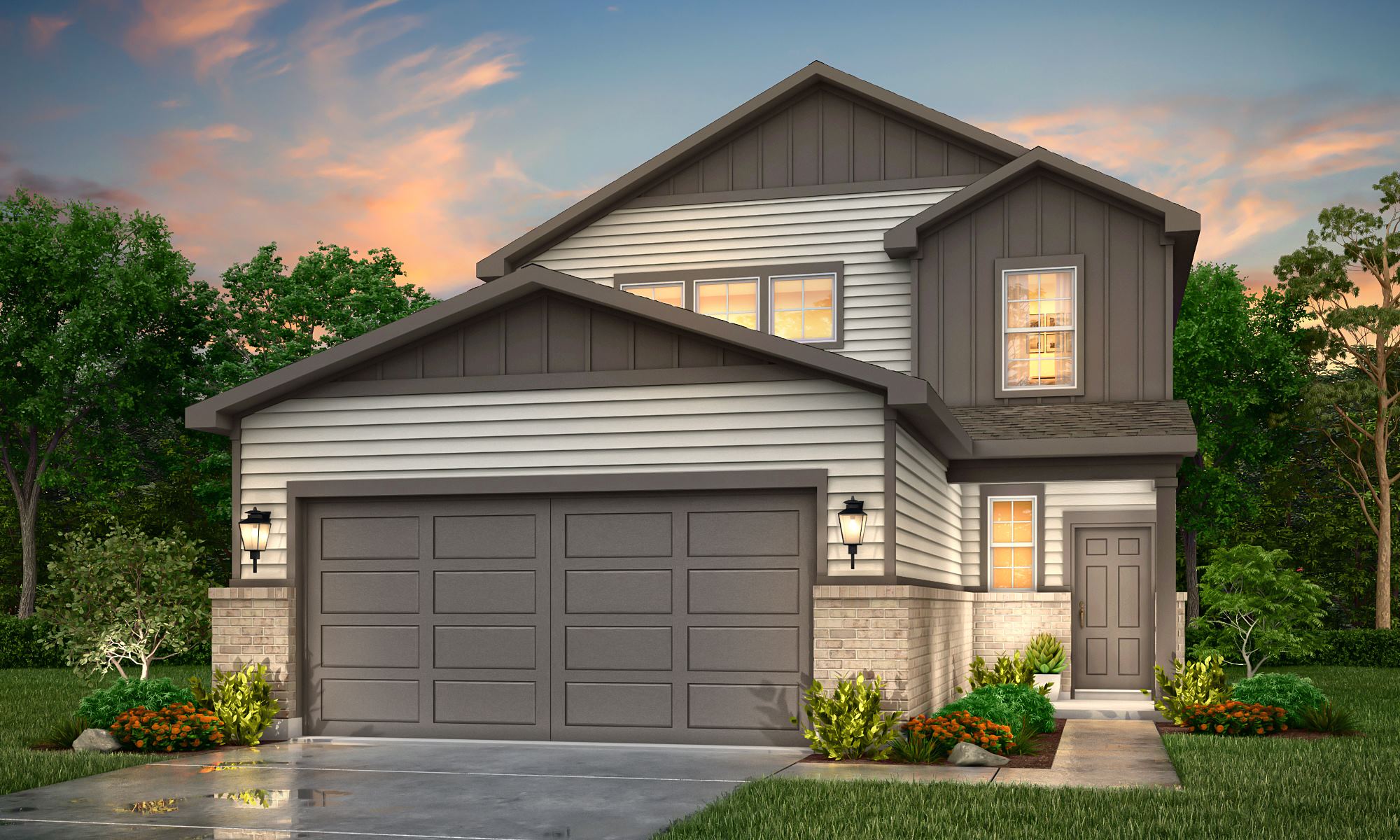 A house with a garage.