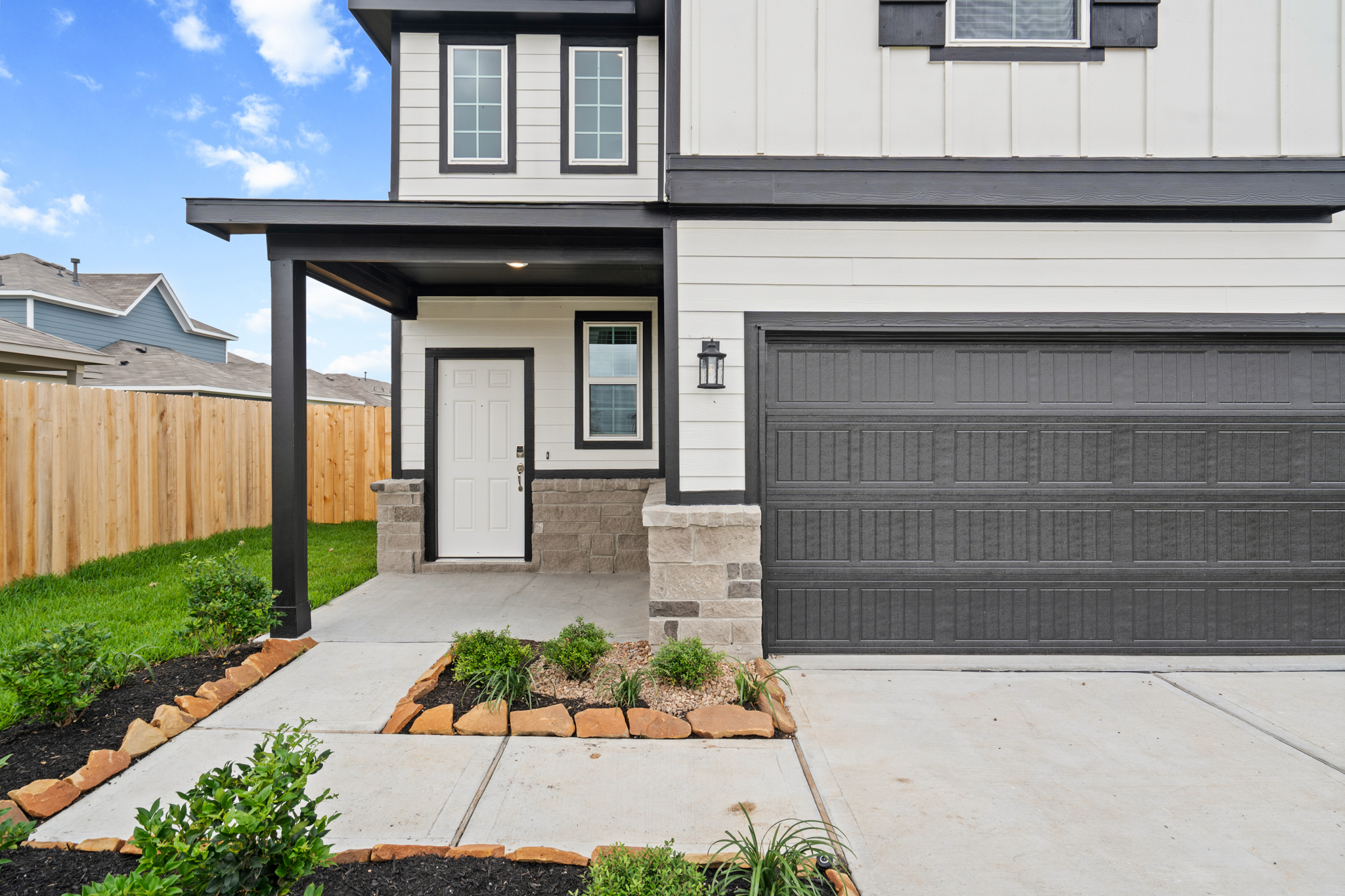 A house with a garage.
