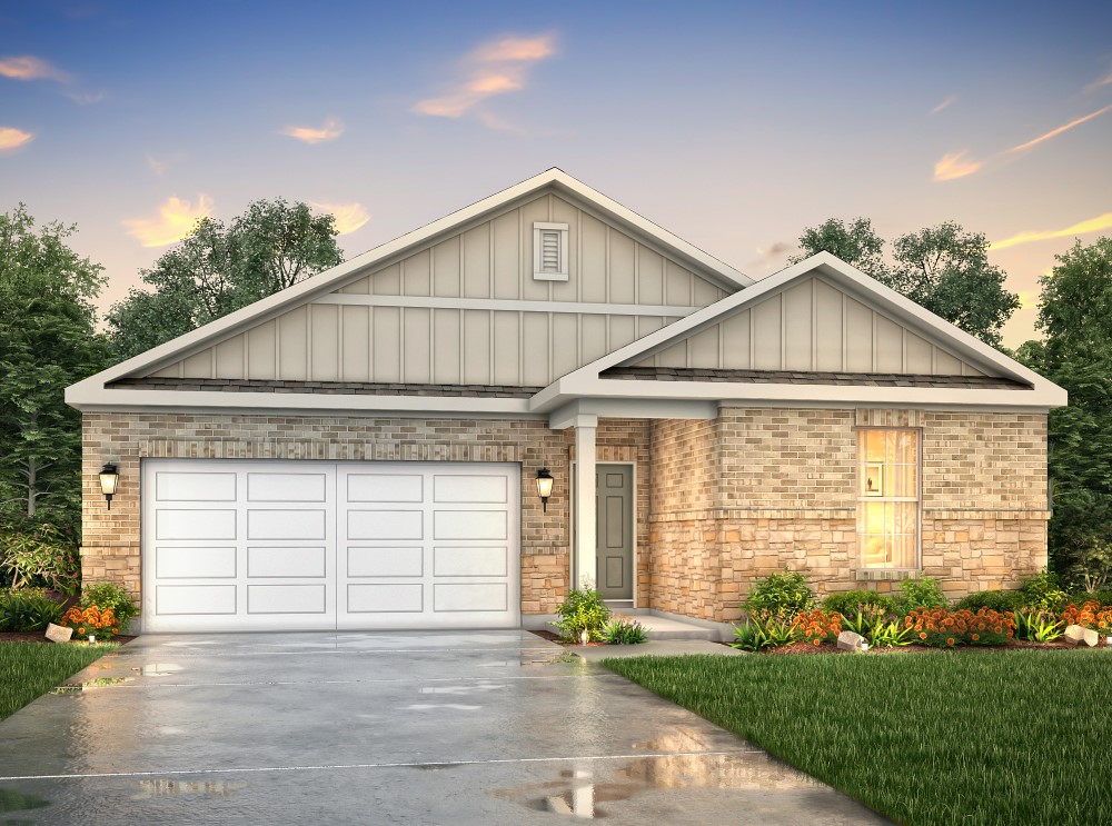 A house with a garage.
