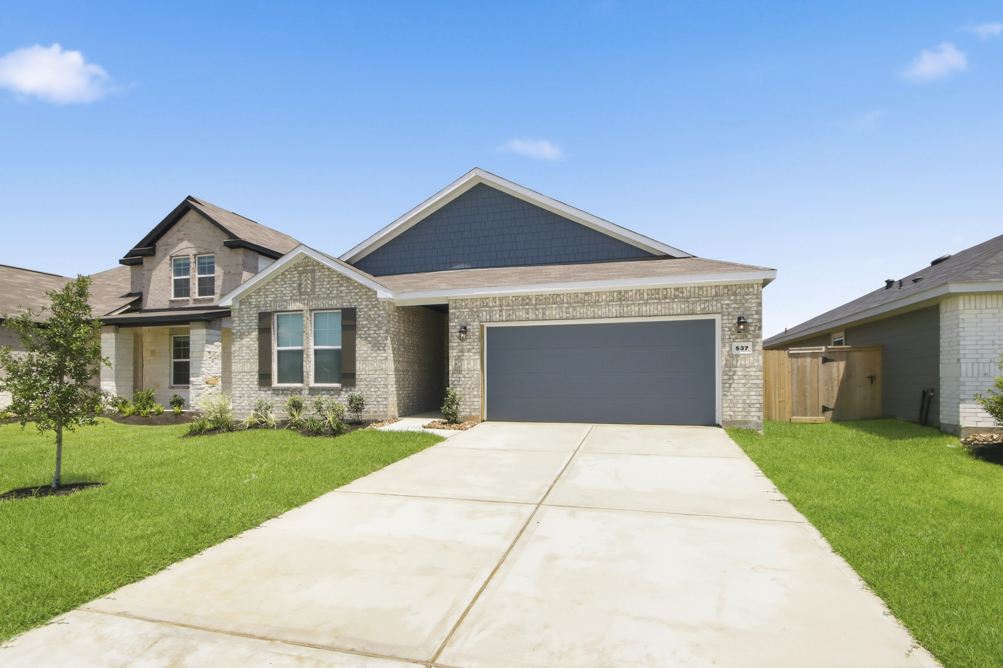 A house with a driveway.
