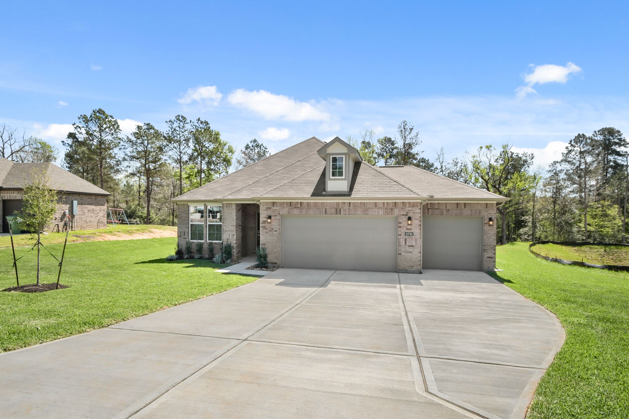A house with a driveway.