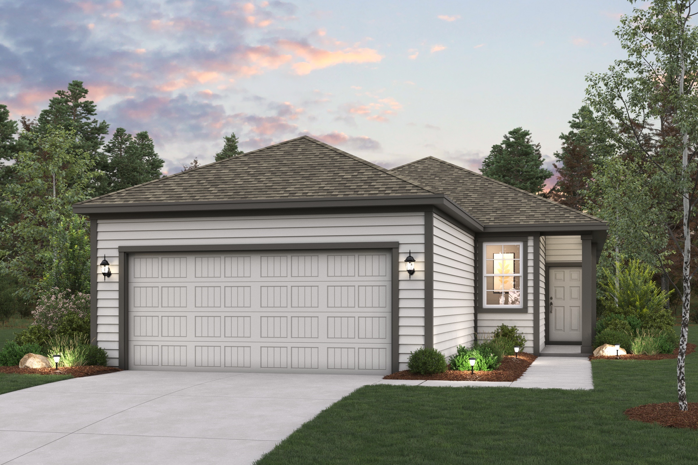 A house with a garage.