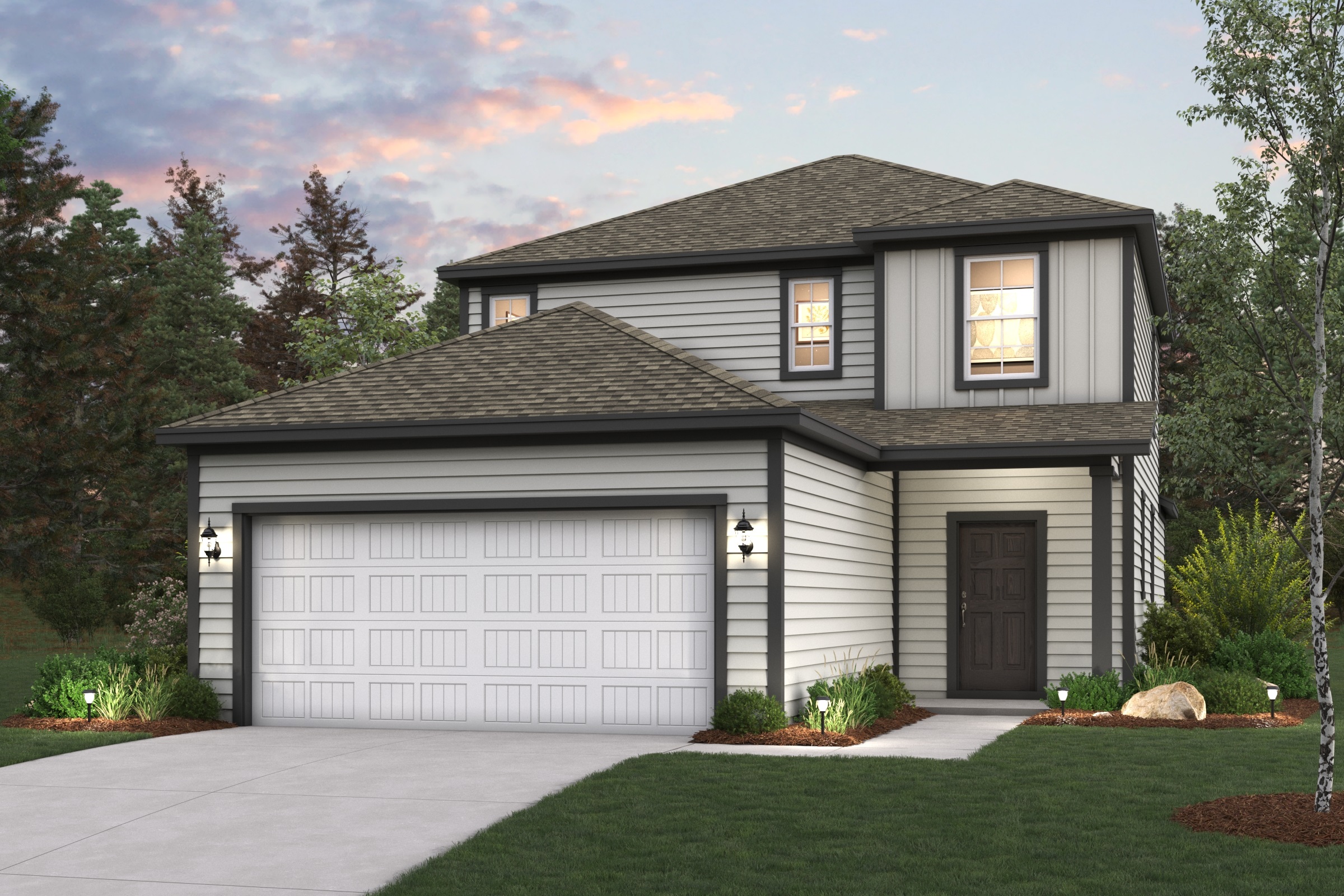 A house with a garage.