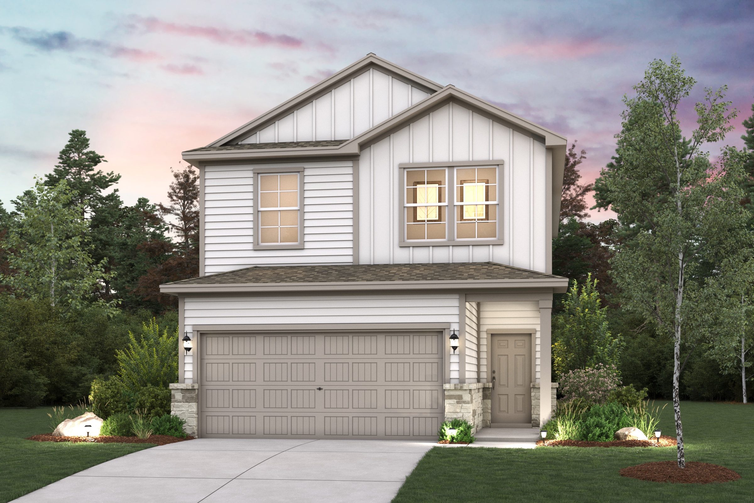 A house with a garage.