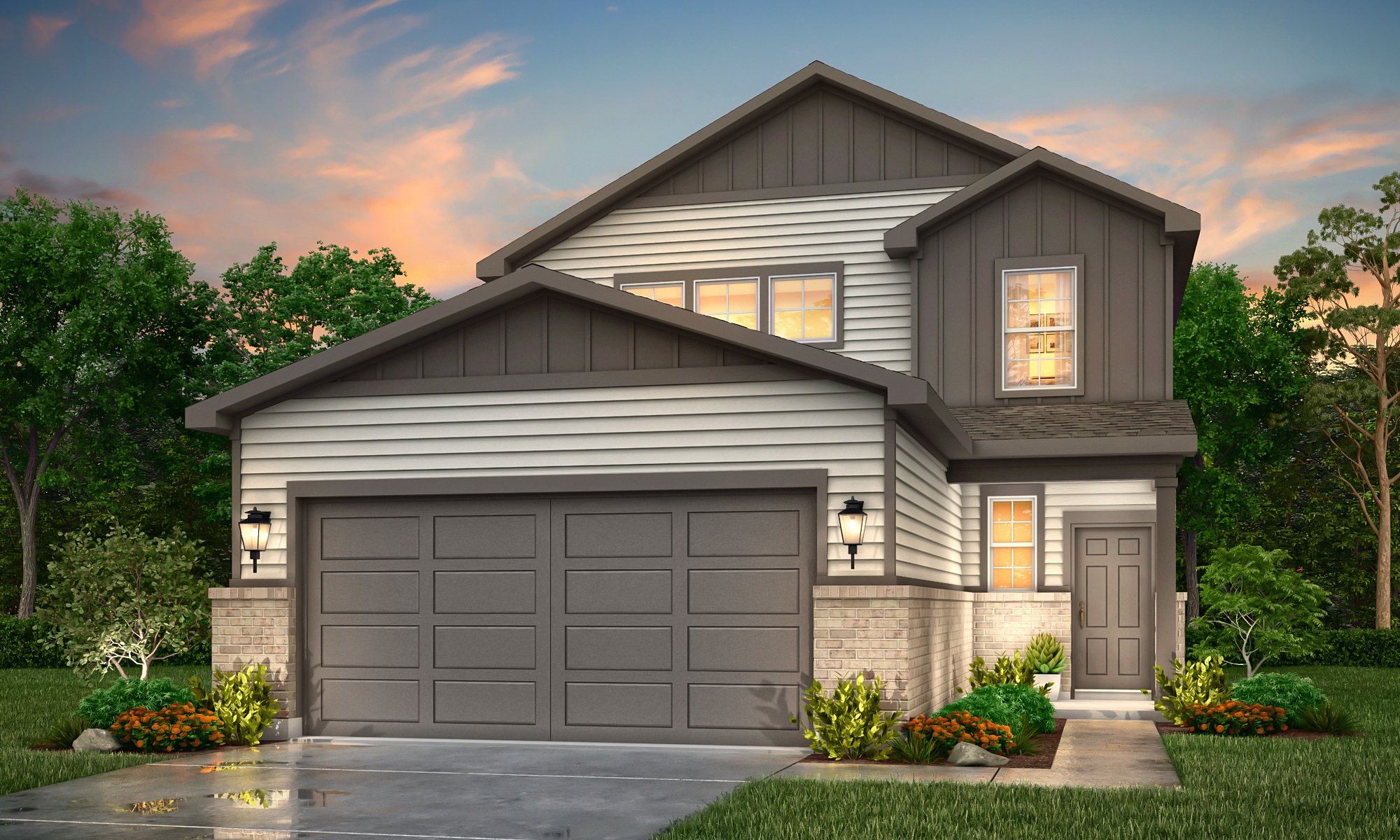 A house with a garage.