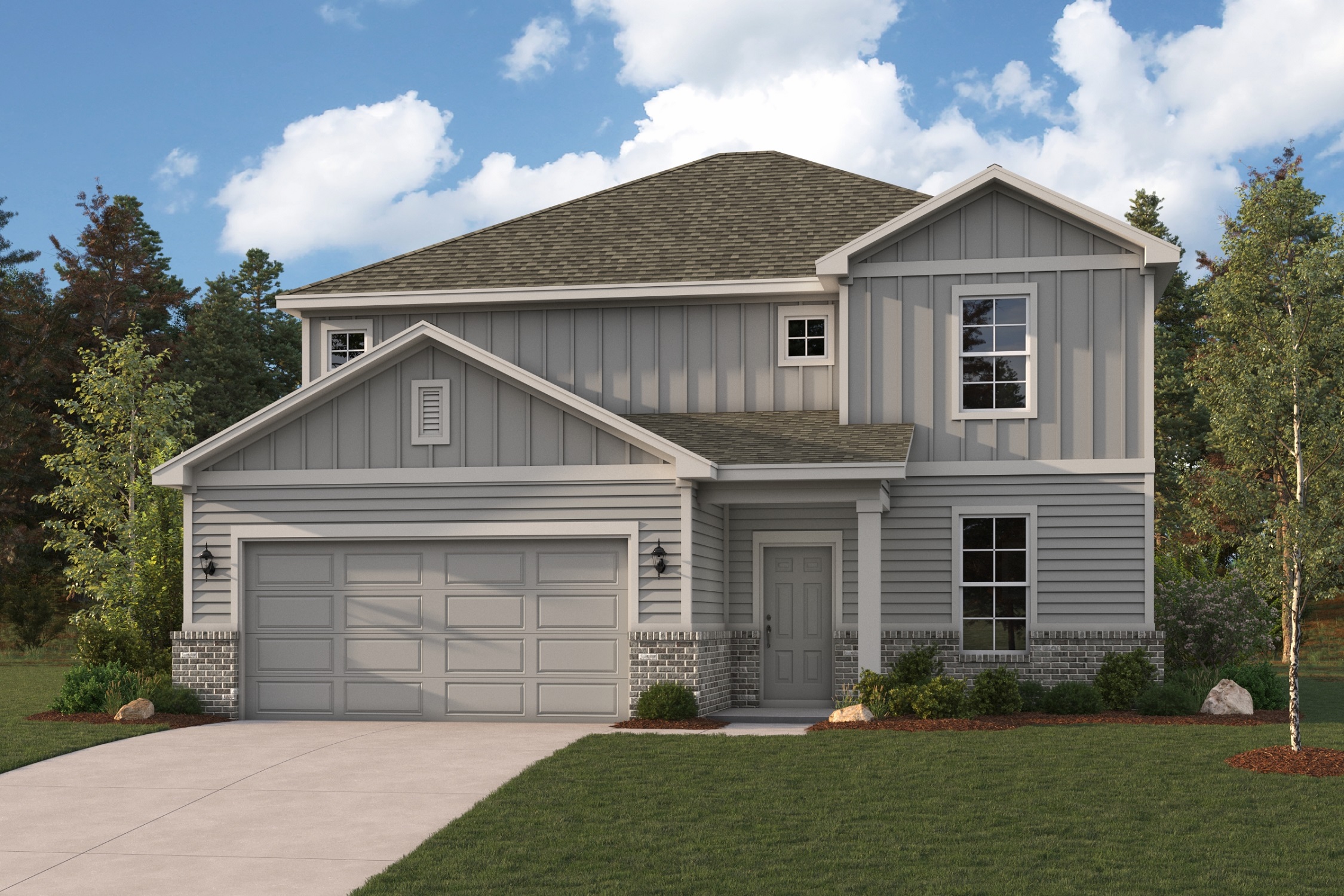 A house with a garage.