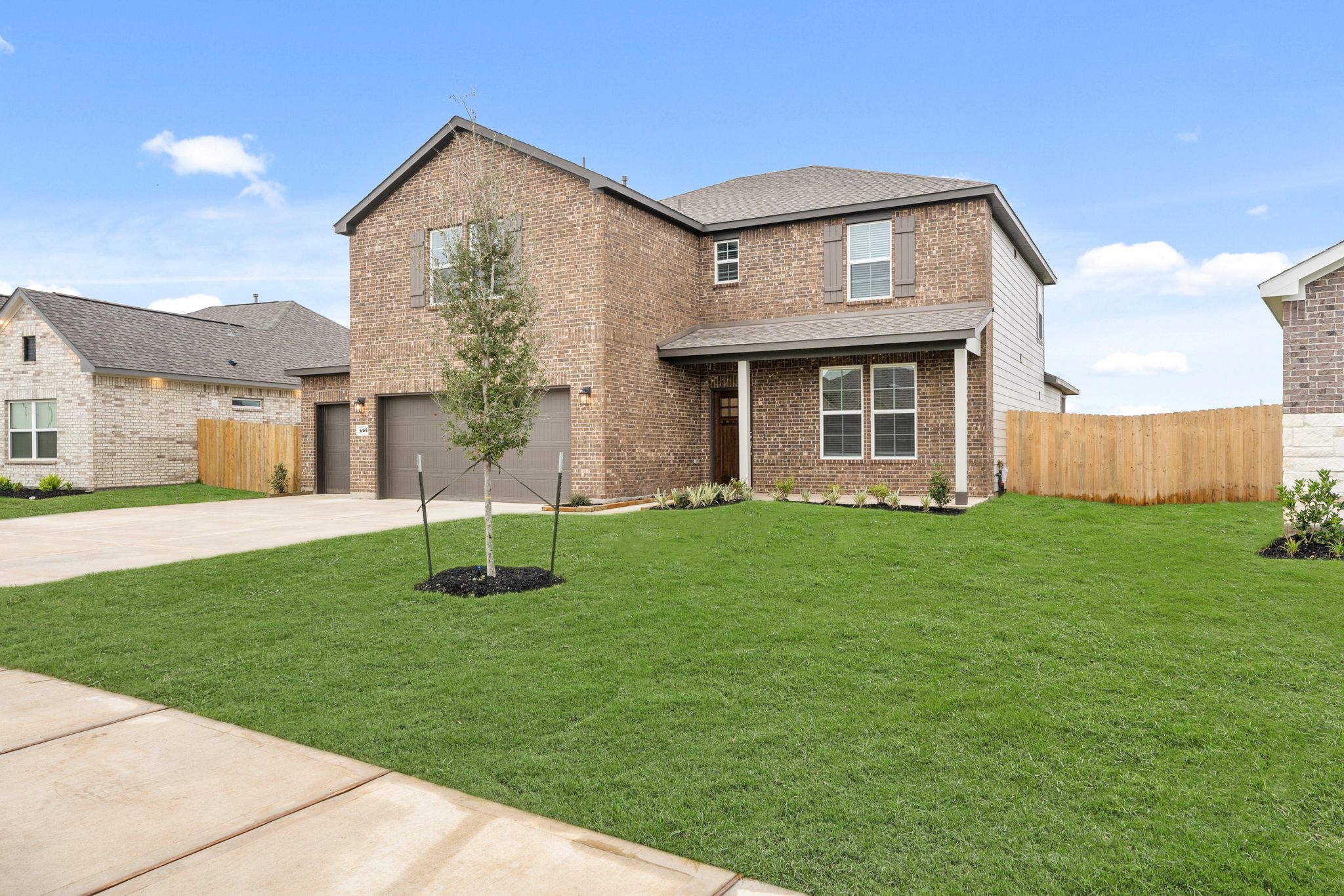 A large brick house.