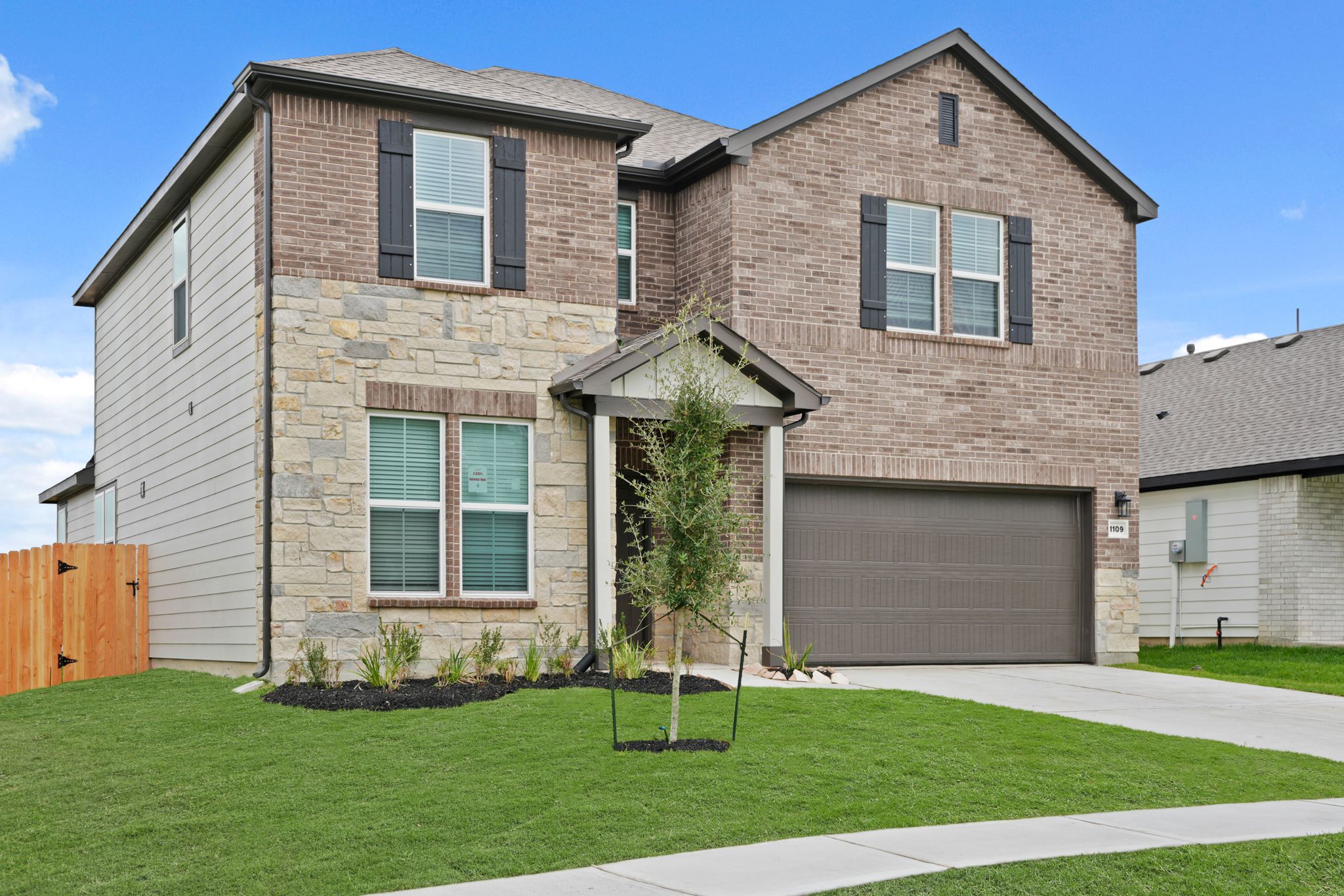 A house with a garage.