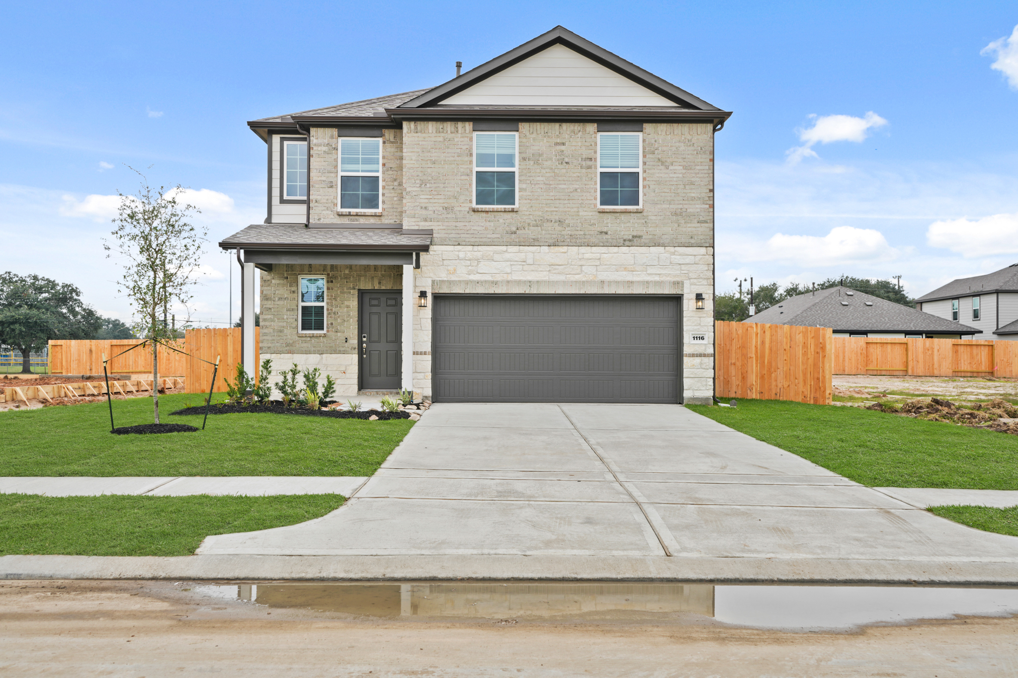 A house with a garage.