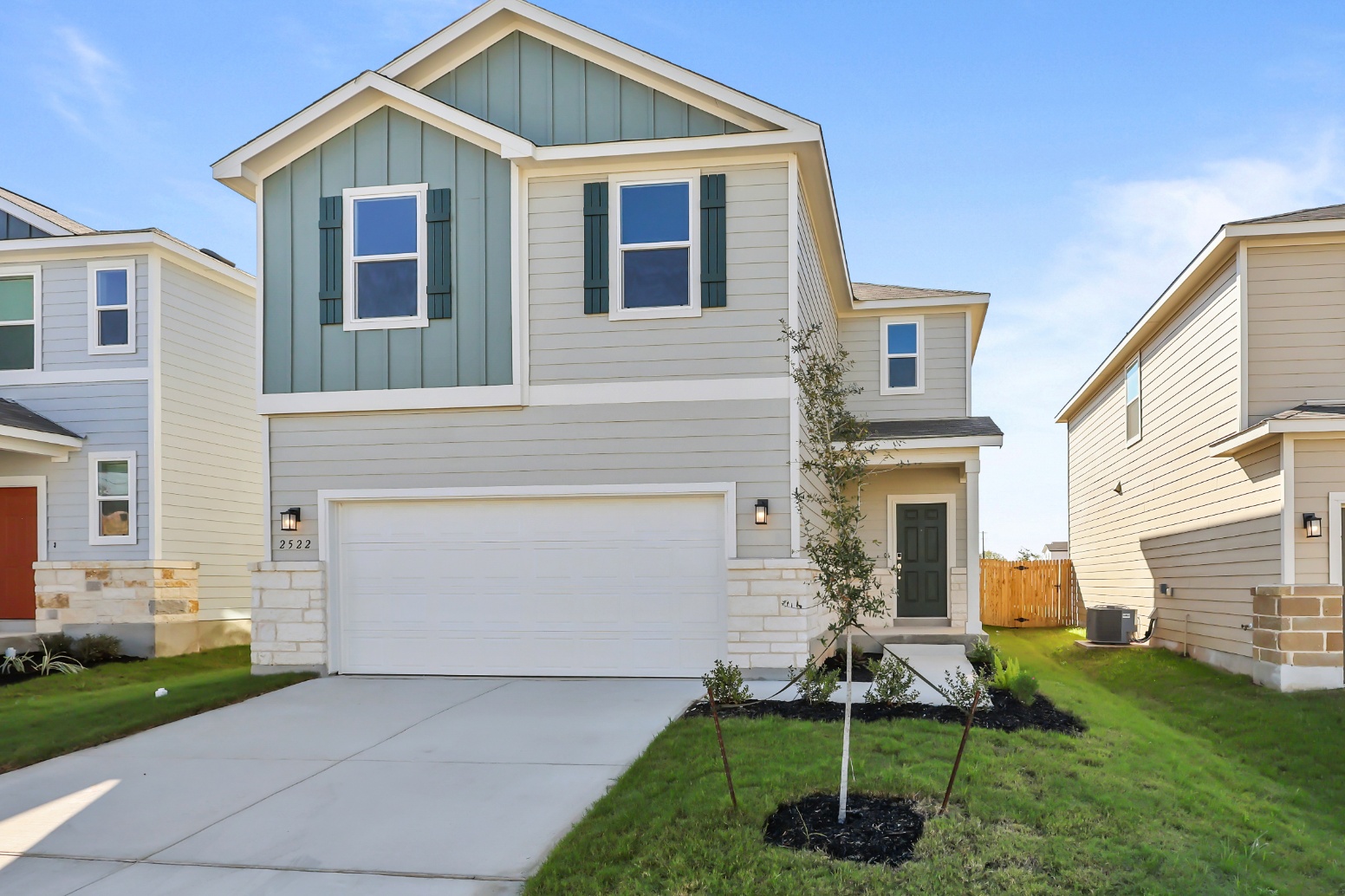 A house with a garage.