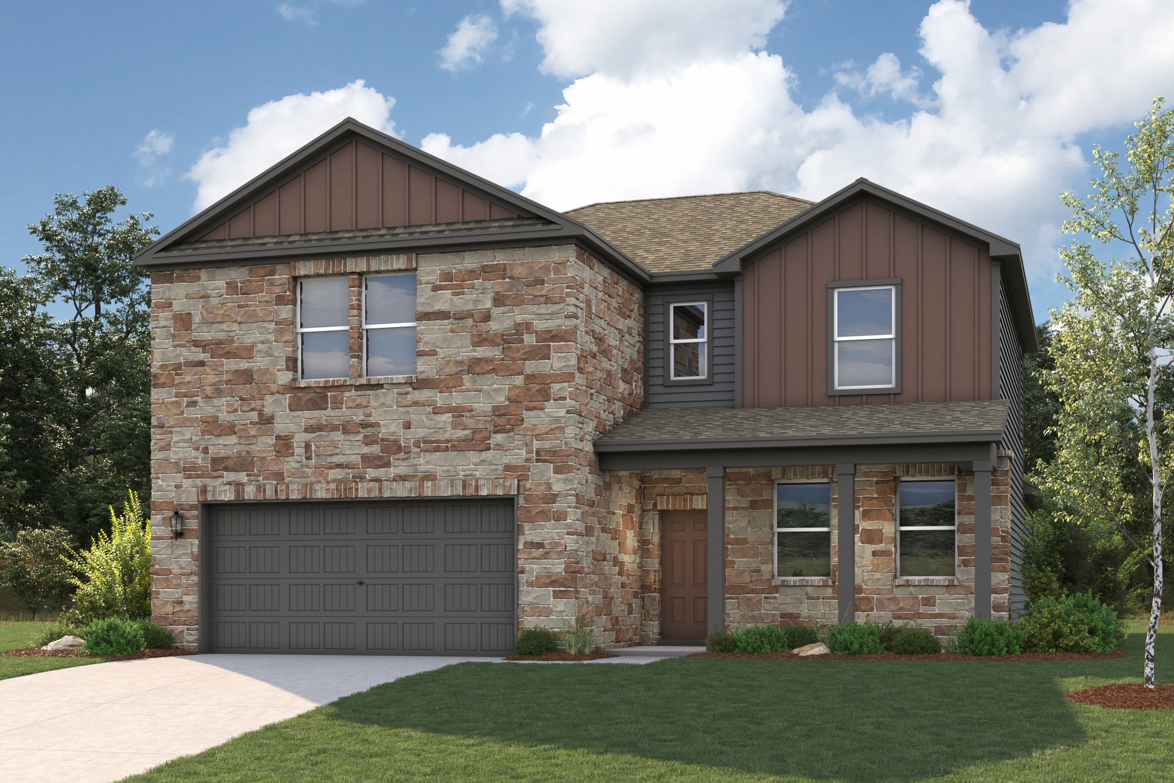 A house with a garage.