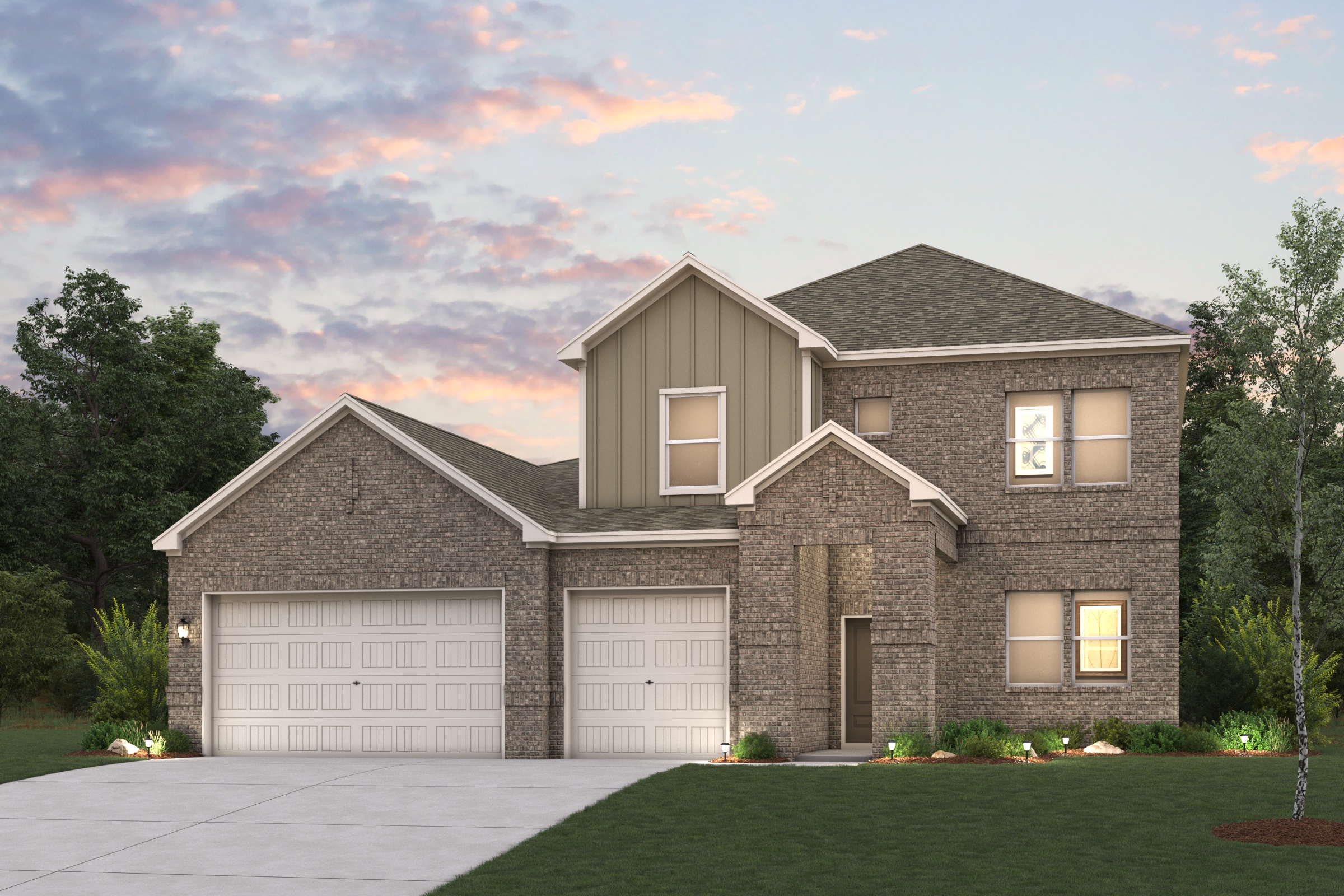 A house with garages and a driveway.