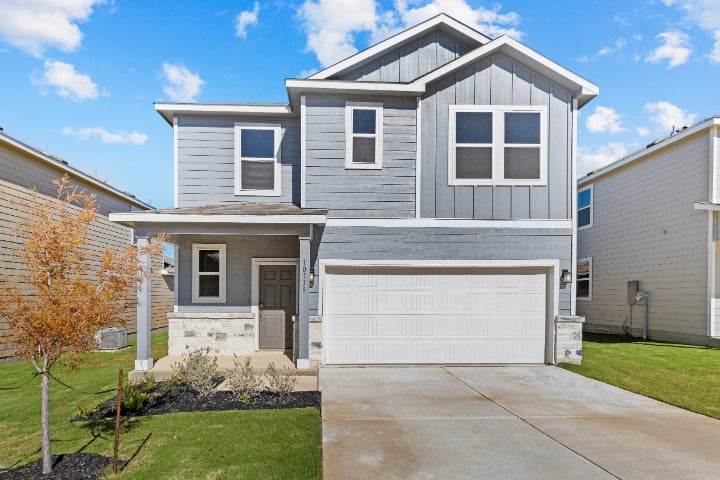 A house with a garage.