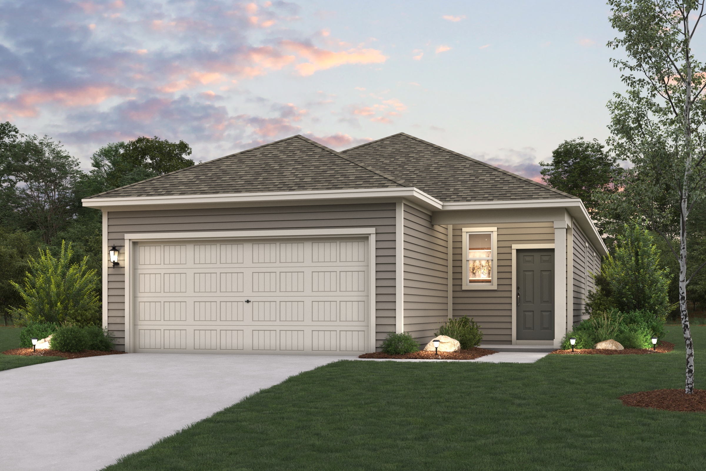 A house with a garage.