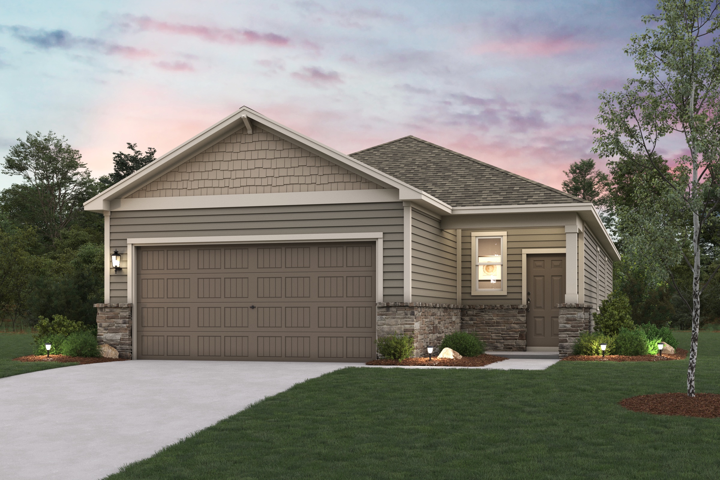 A house with a driveway.