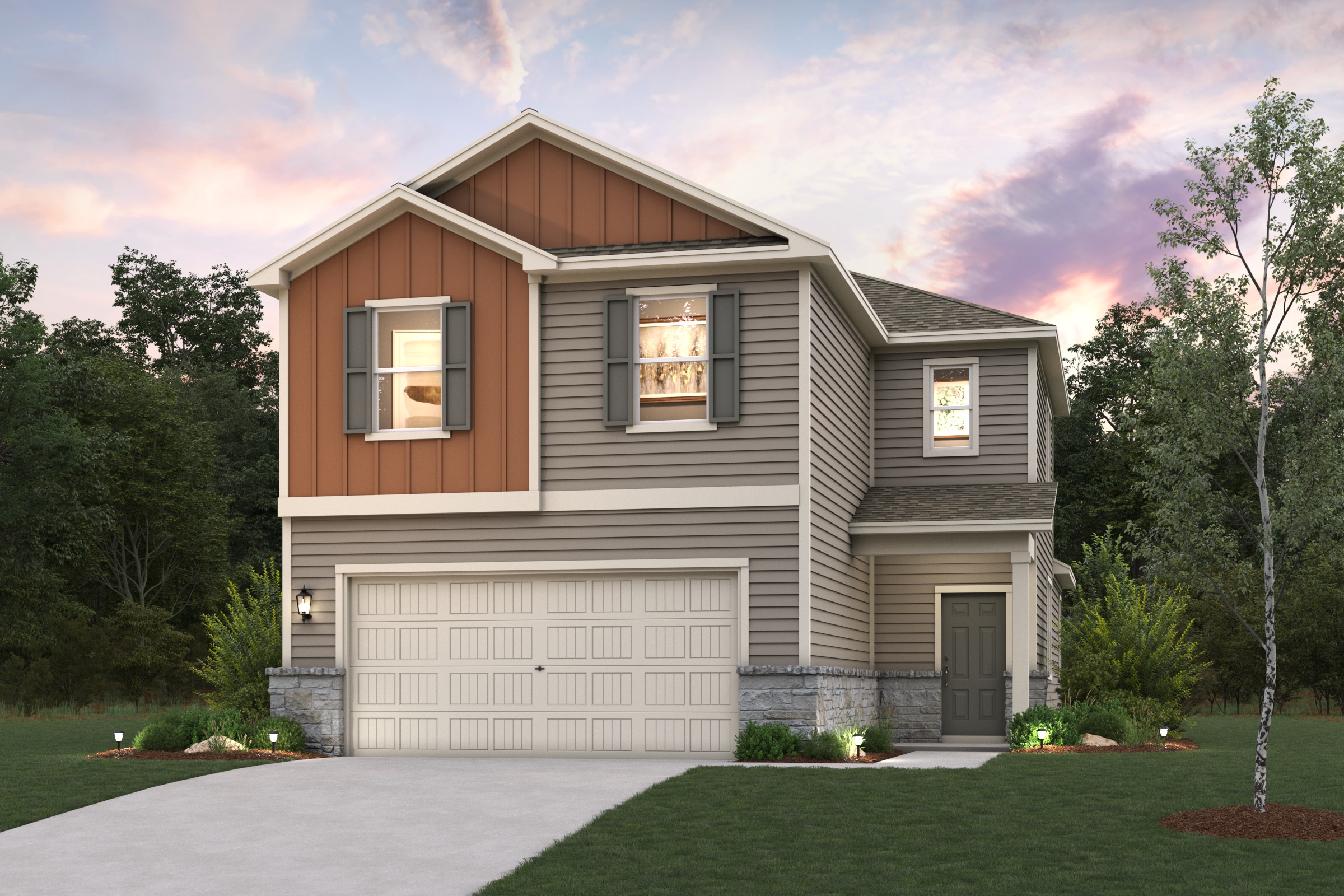 A house with a garage.