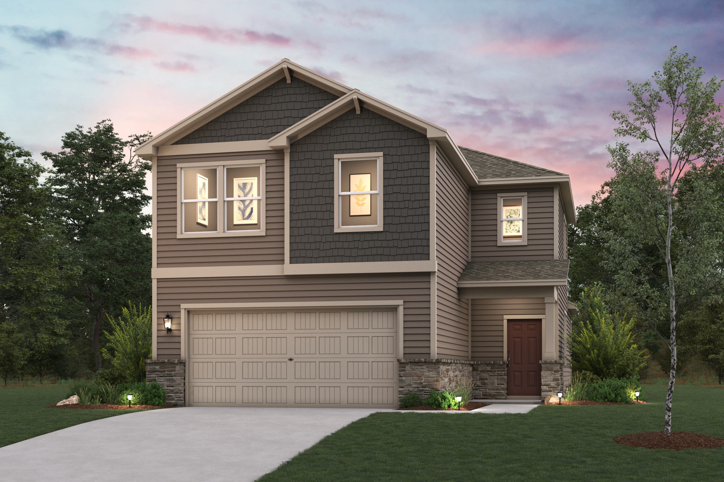 A house with a garage.