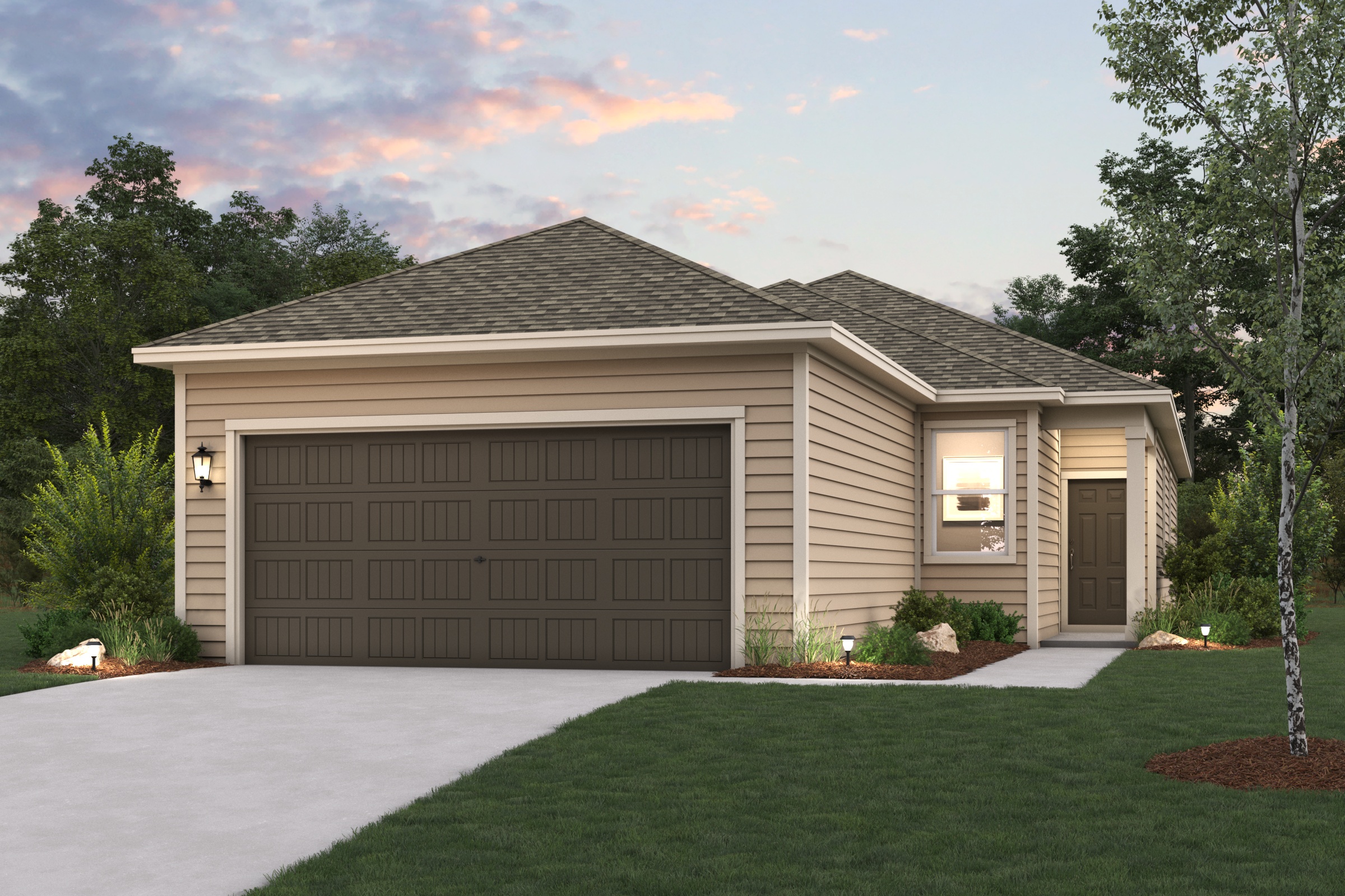 A house with a garage.