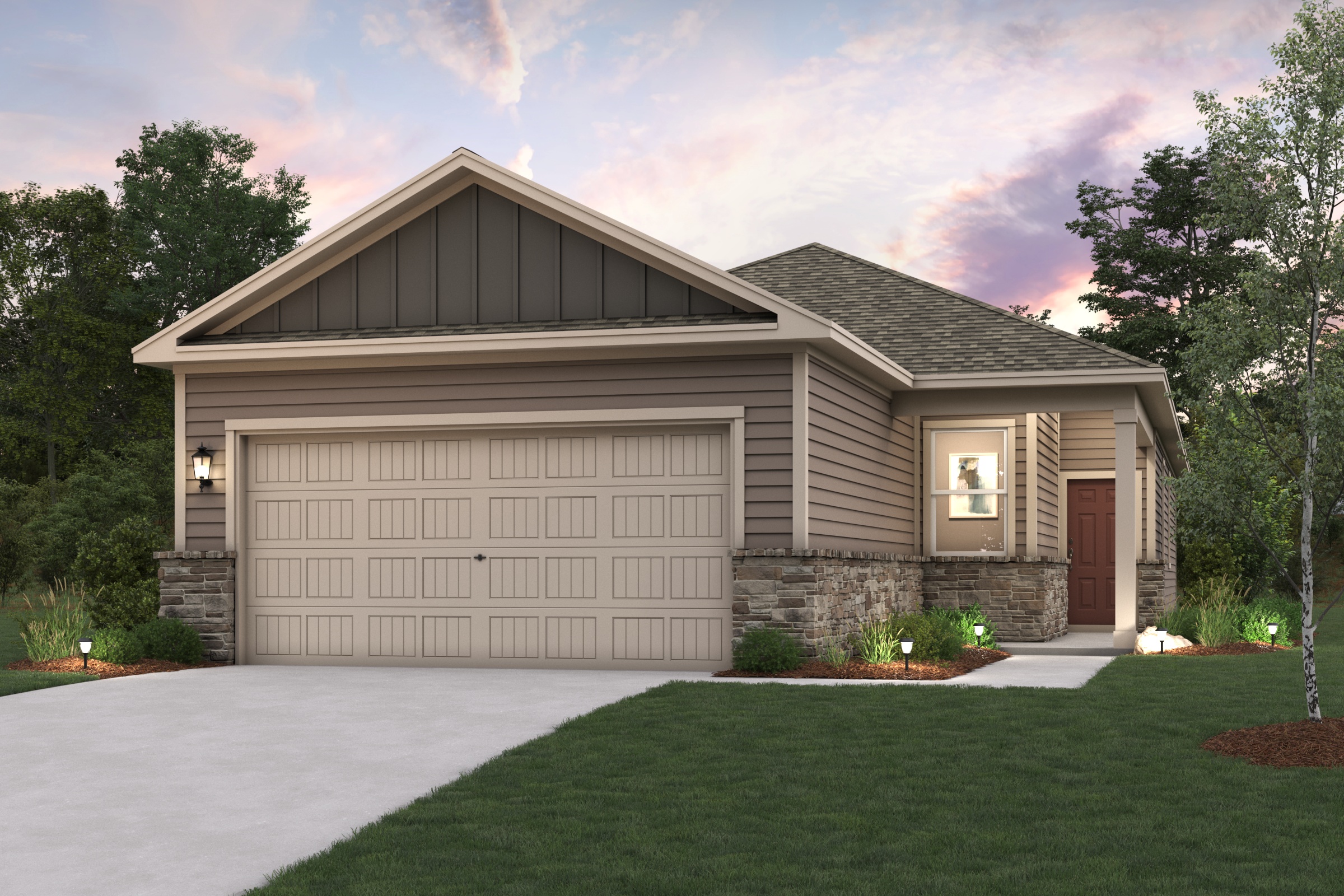 A house with a driveway.
