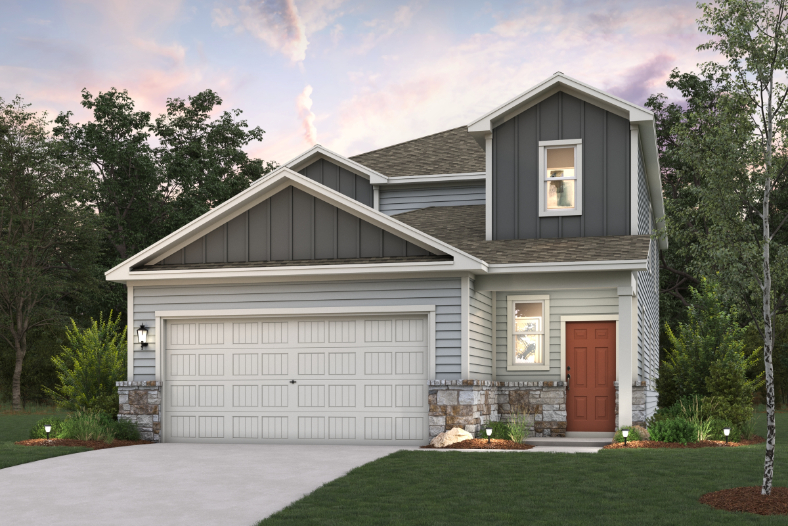A house with a garage.