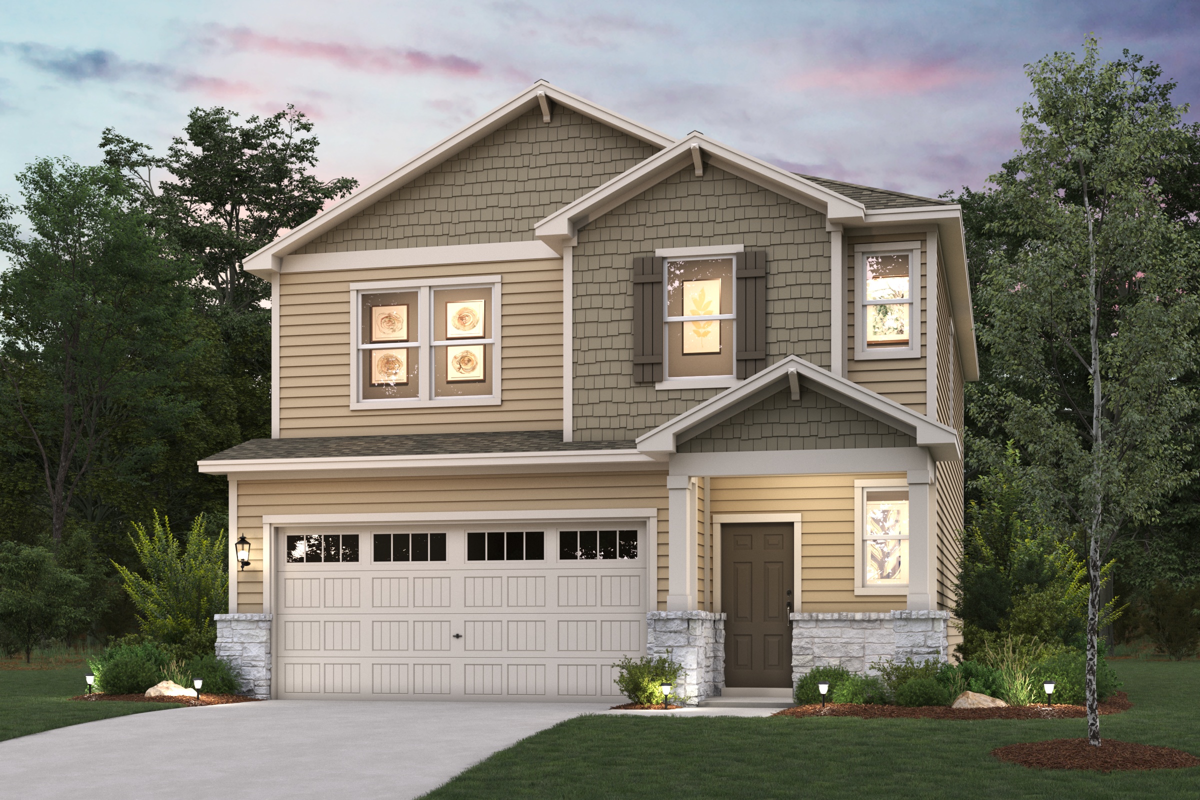 A house with a large front yard.