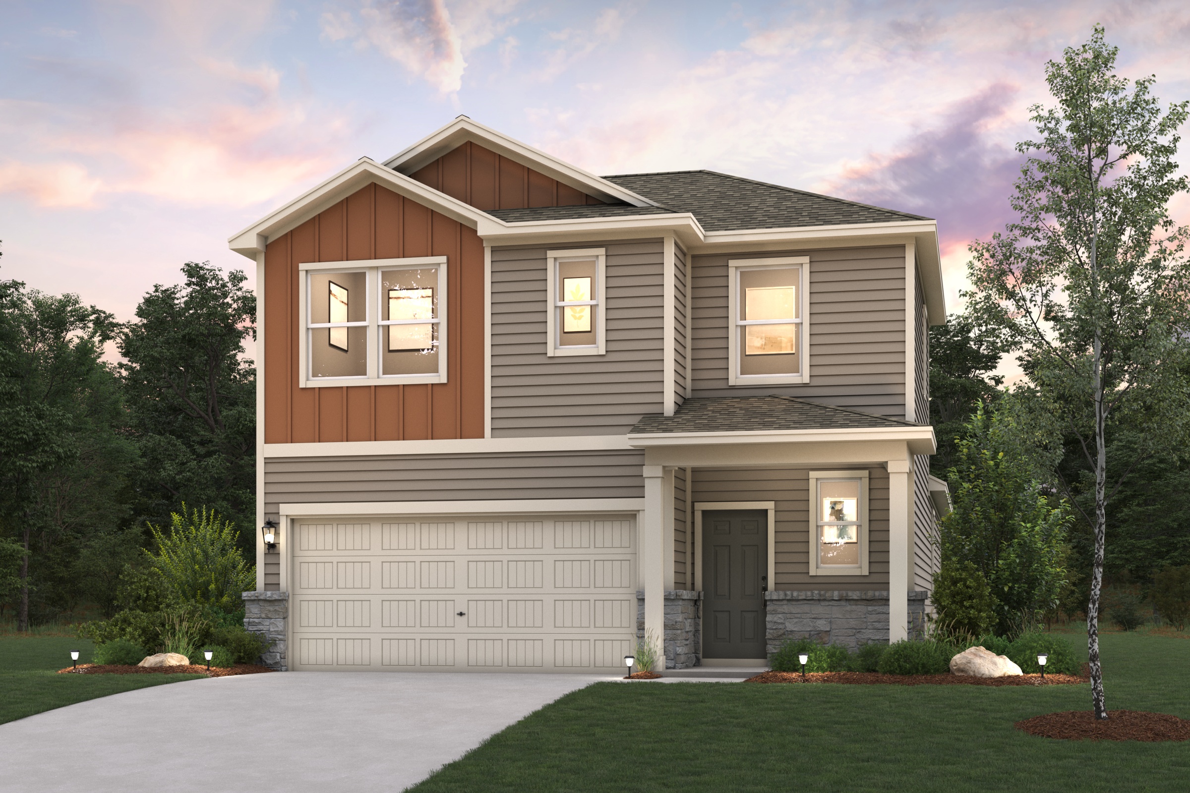 A house with a garage.