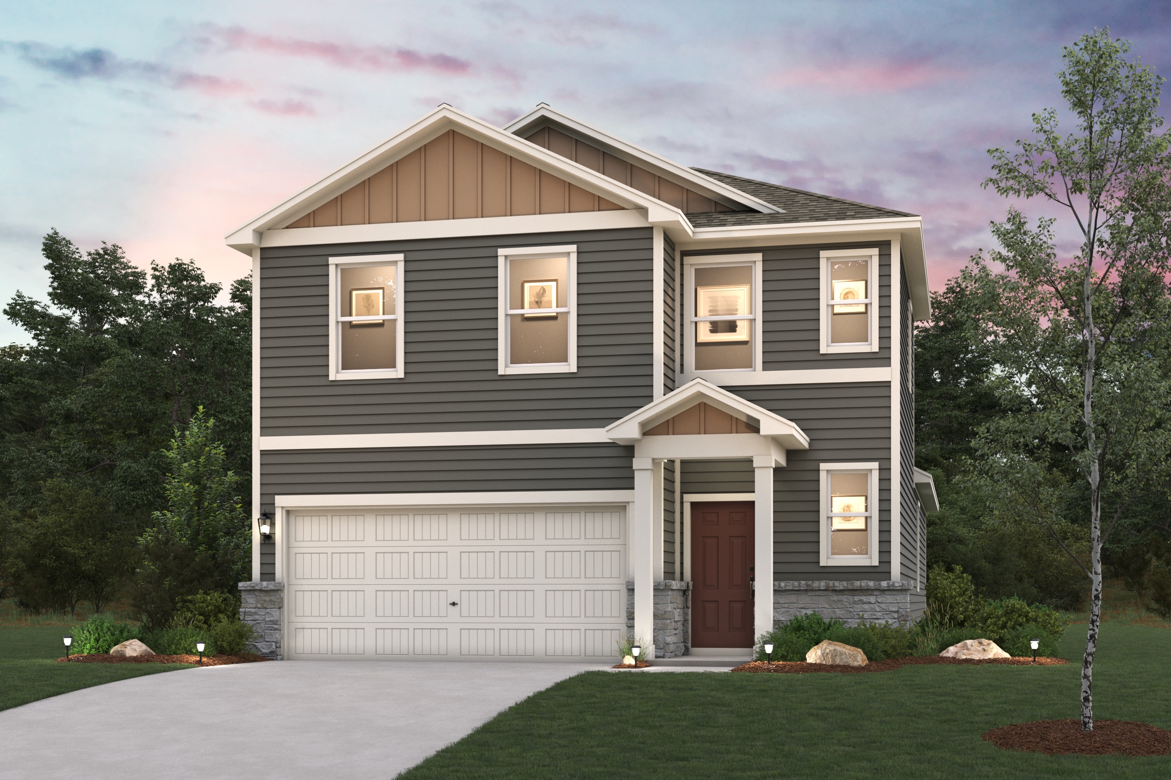 A house with a garage.