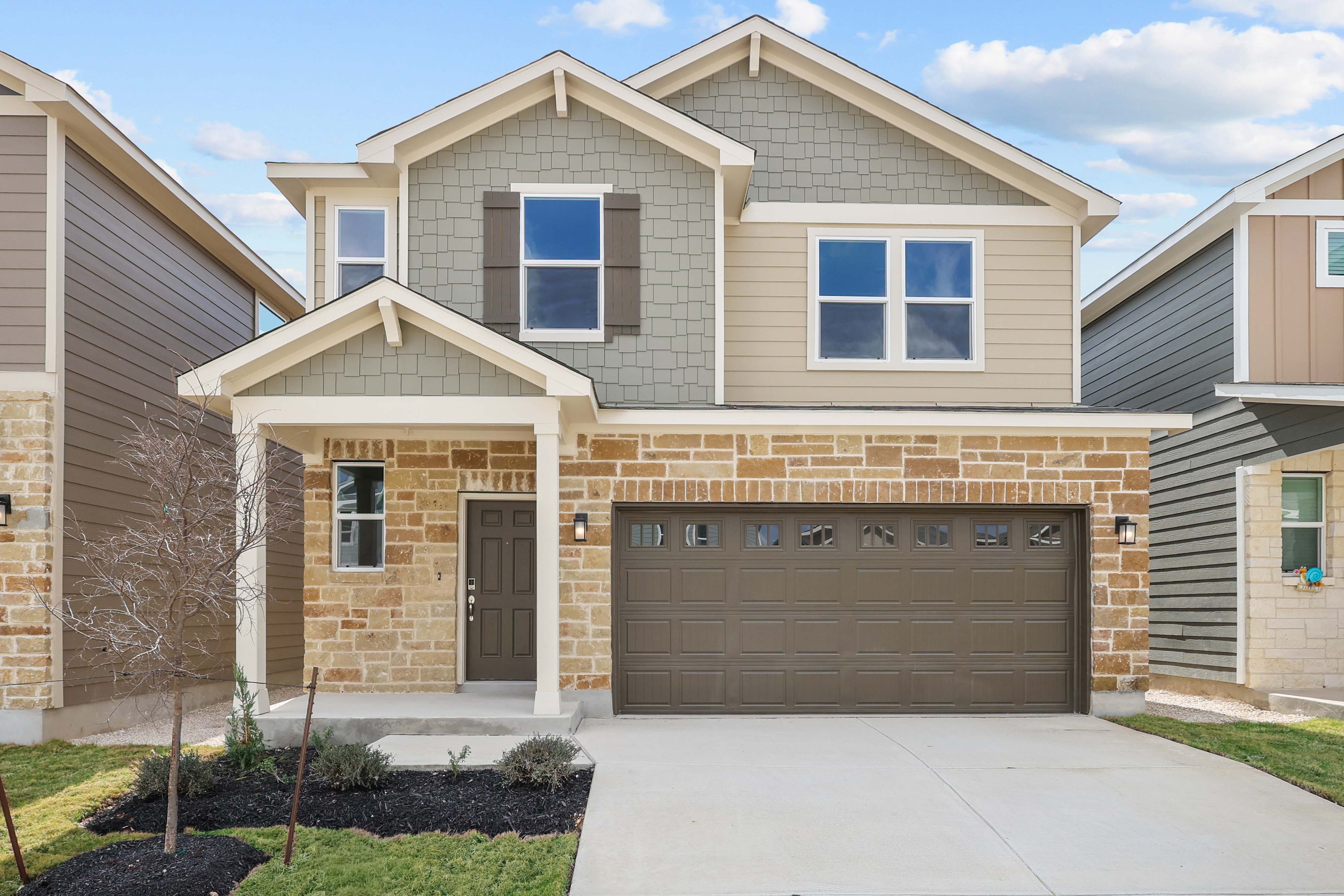 A house with a garage.