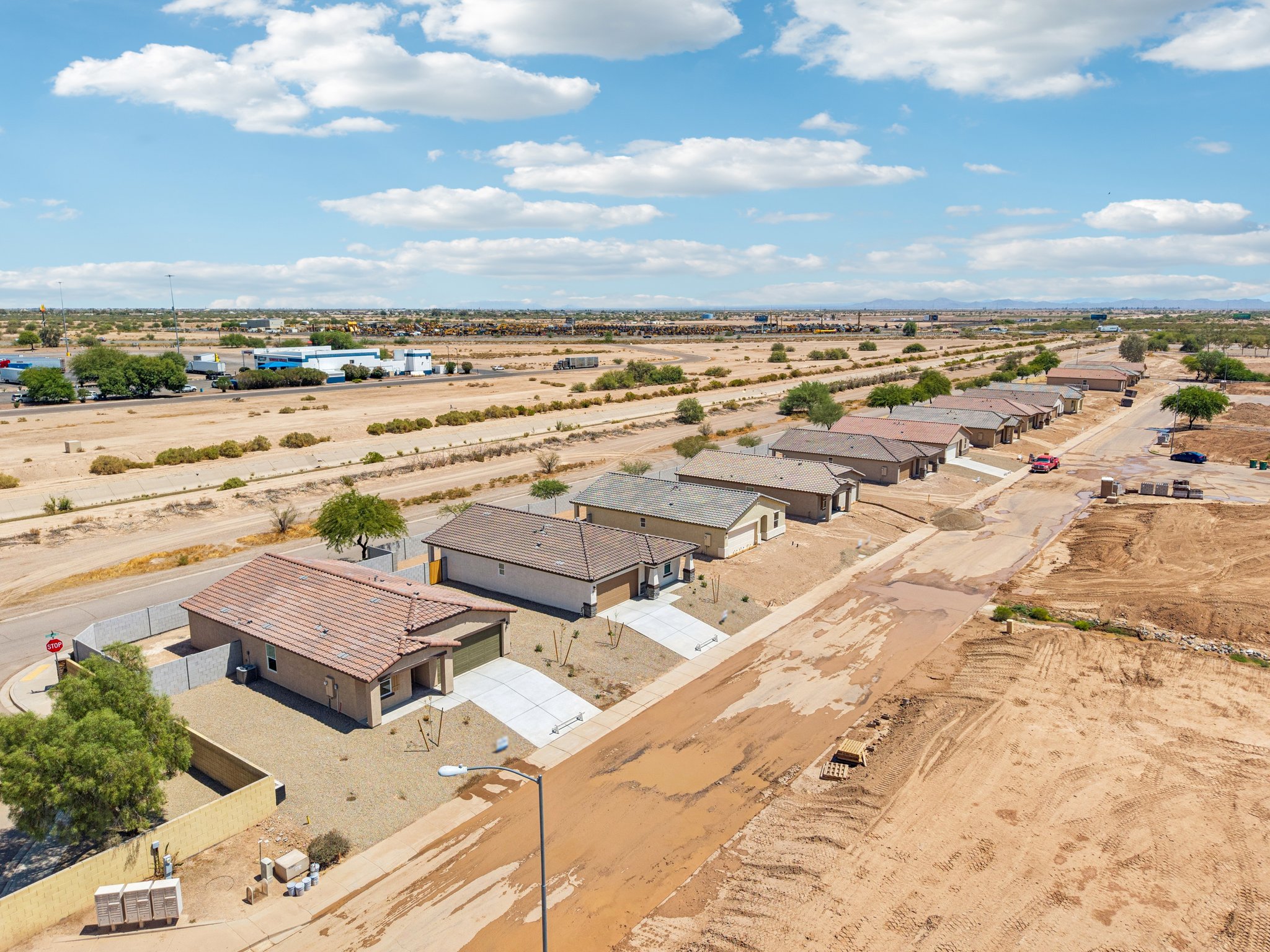 A high angle view of a building.